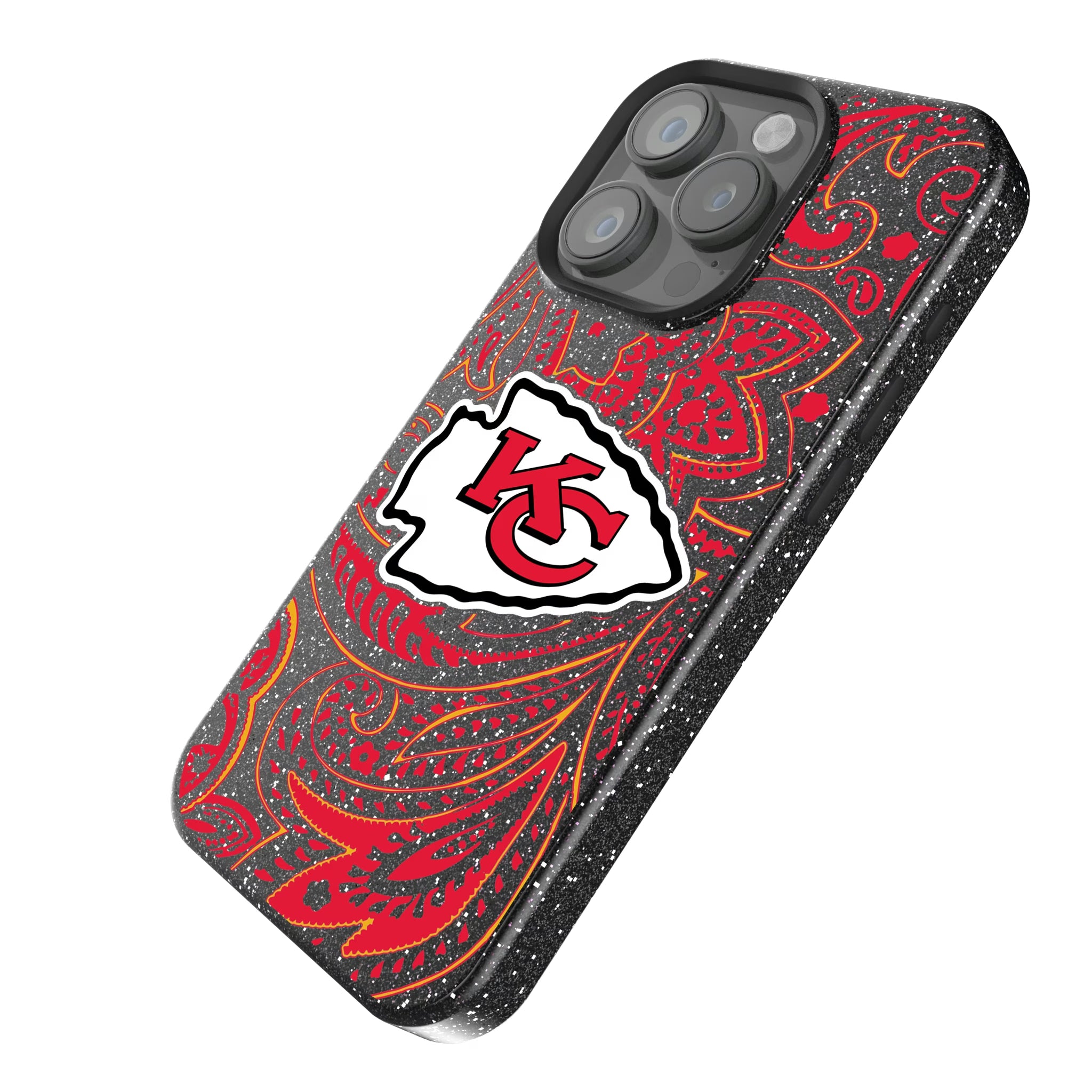 Kansas City Chiefs Paisley iPhone Bling Phone Case for Apple iPhone - Isometric View