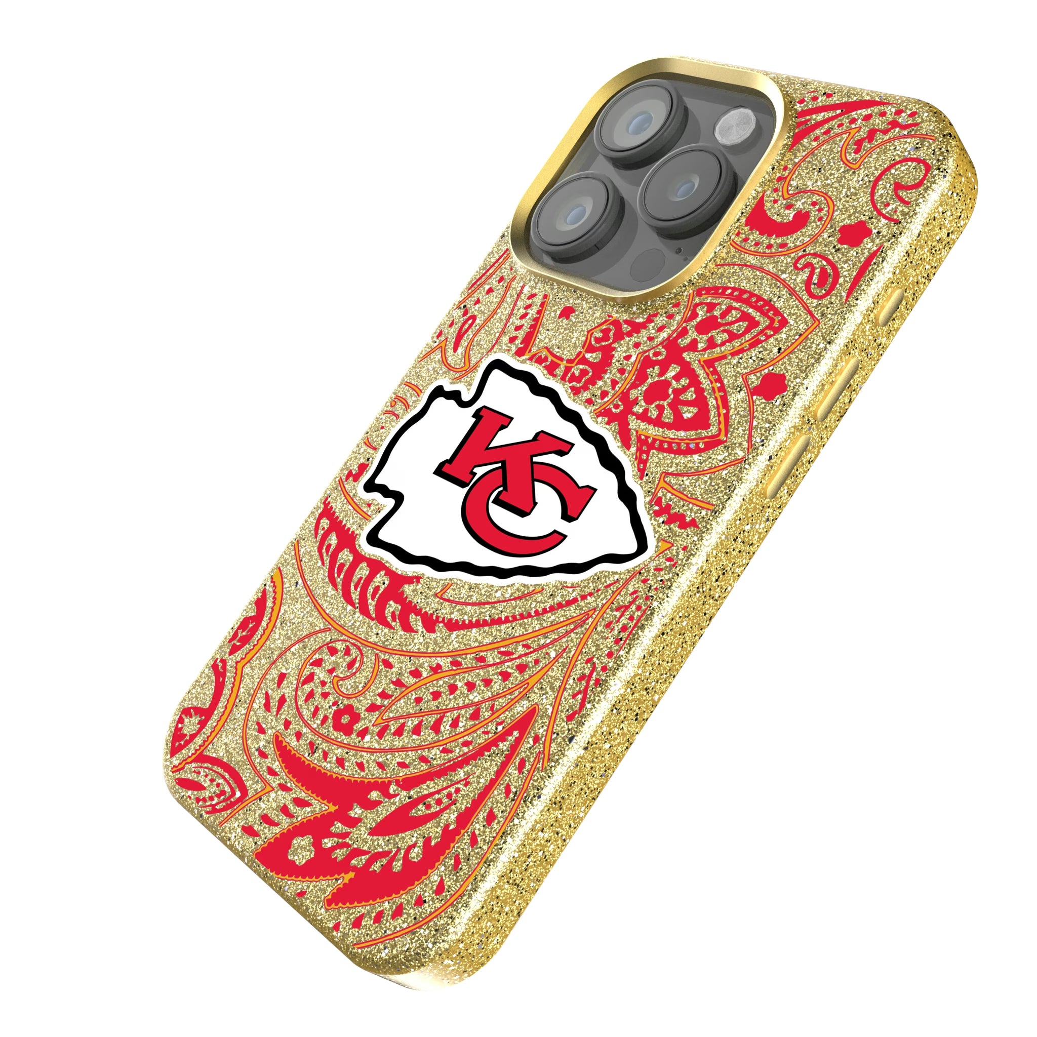 Kansas City Chiefs Paisley iPhone Bling Phone Case for Apple iPhone - Isometric View