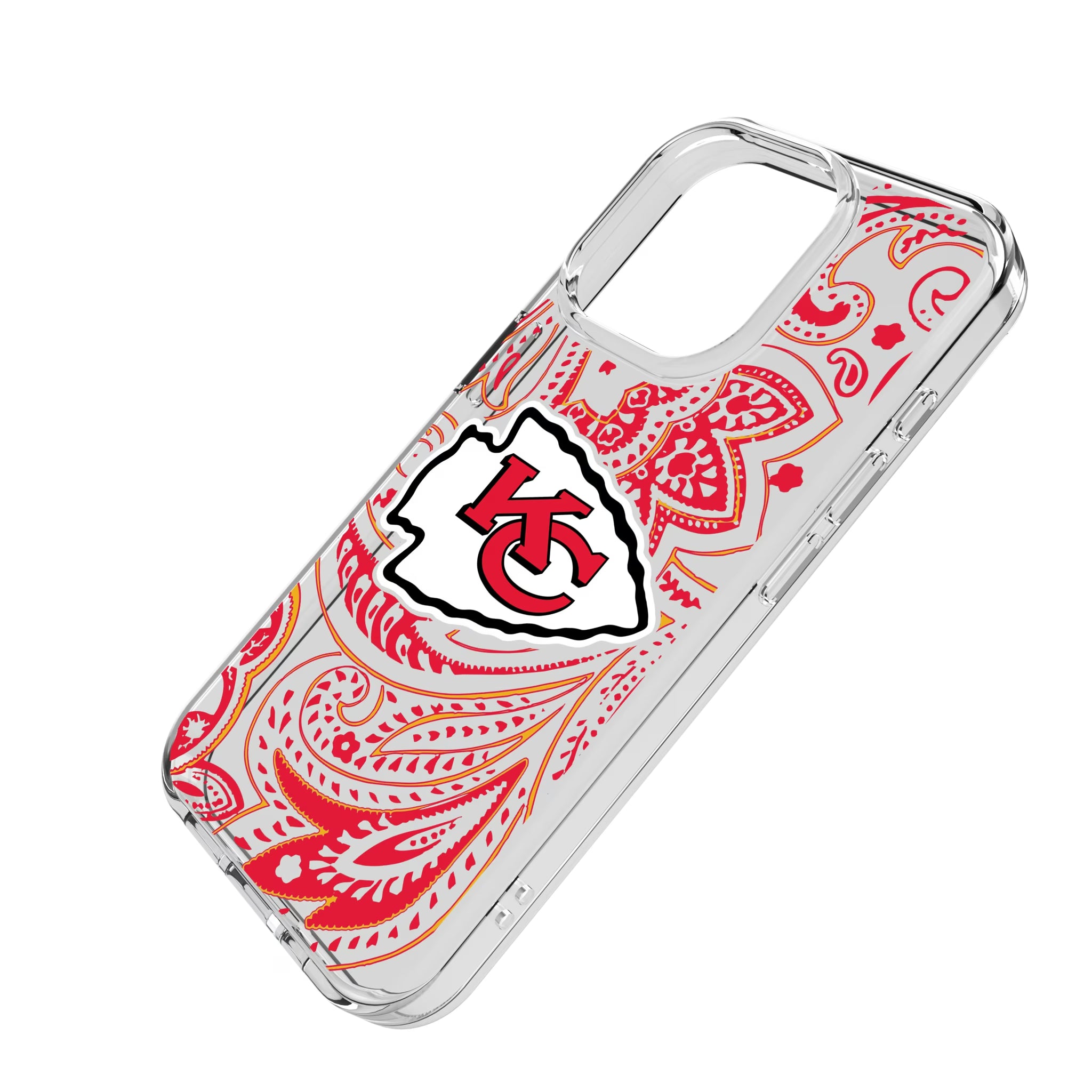Kansas City Chiefs Paisley iPhone Clear Phone Case for Apple iPhone - Isometric View