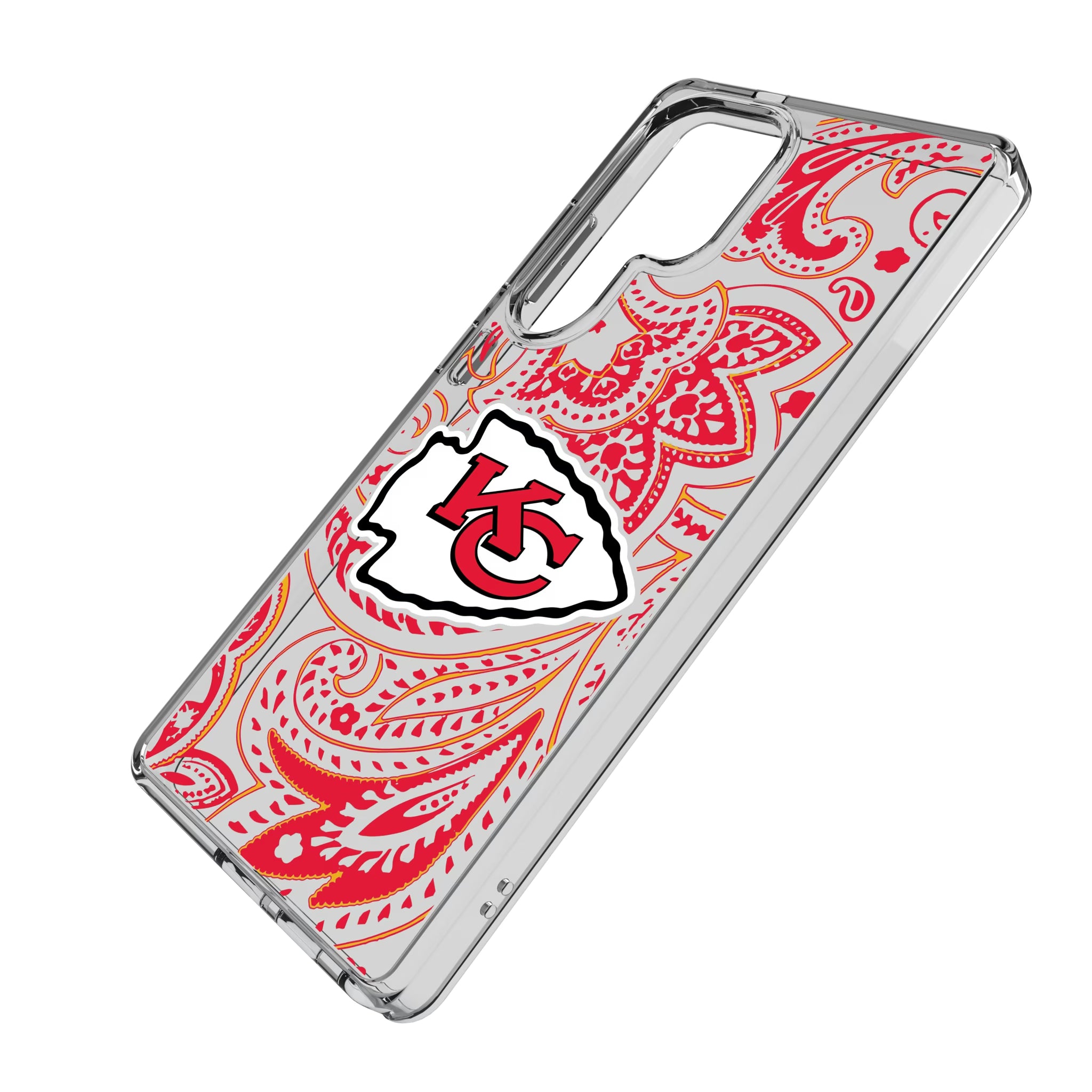 Kansas City Chiefs Paisley Galaxy Clear Phone Case for Samsung Galaxy - Isometric View