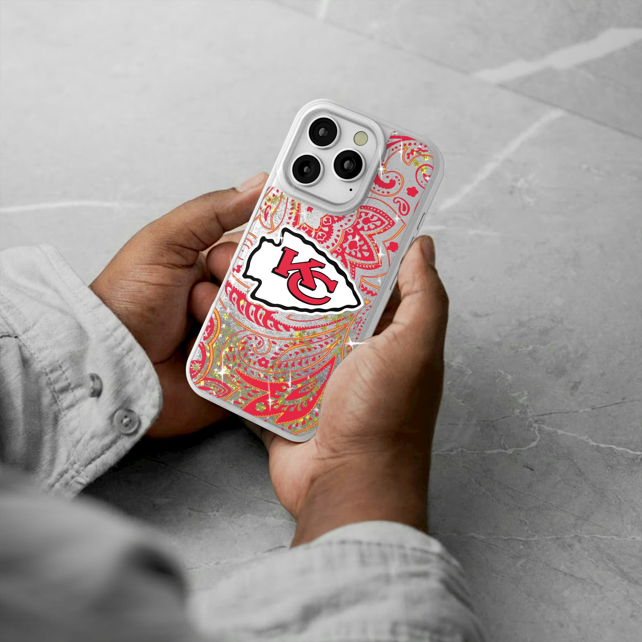 Kansas City Chiefs Paisley iPhone Glitter Phone Case for Apple iPhone - Lifestyle#Device_iPhone 16 Pro