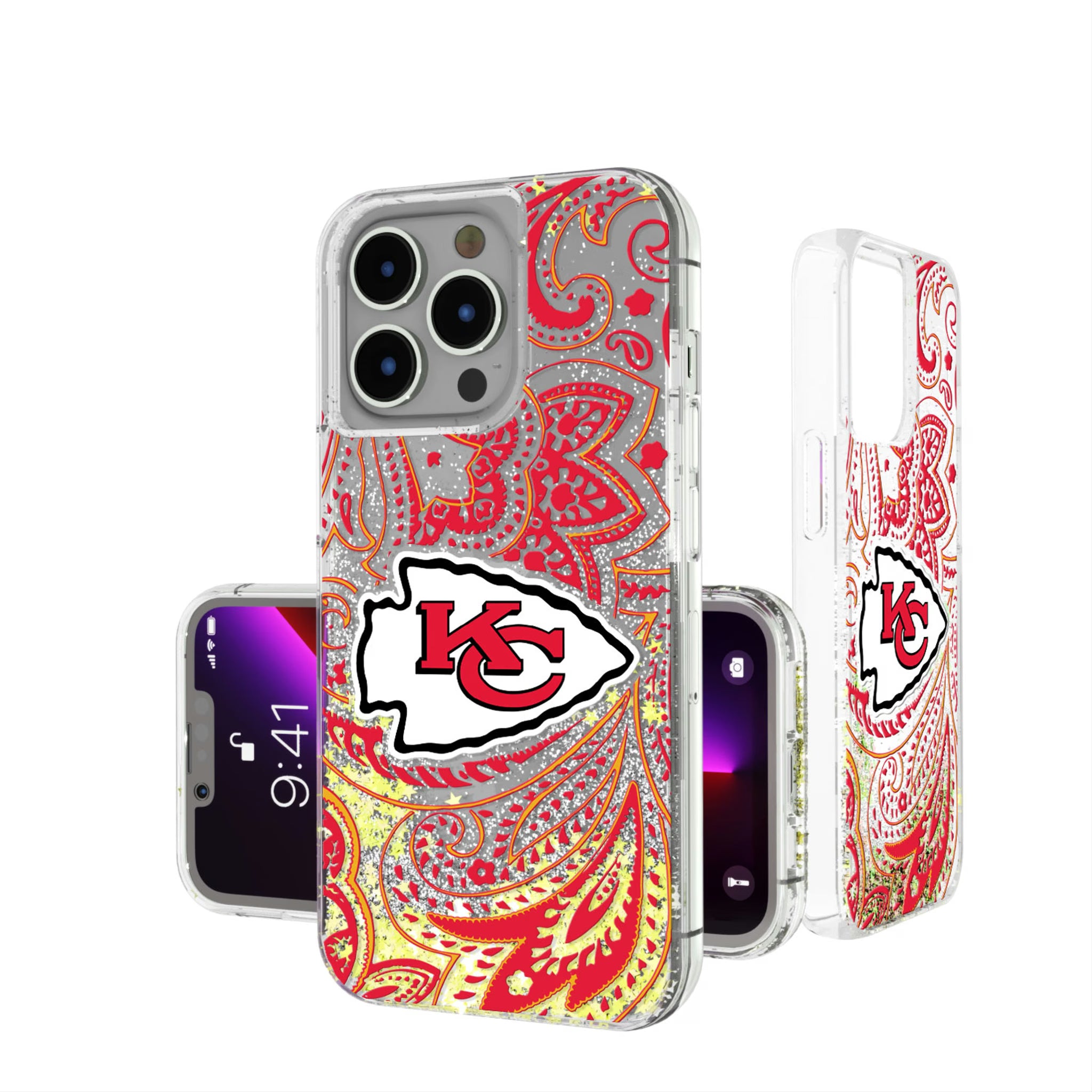 Kansas City Chiefs Paisley iPhone Glitter Phone Case for Apple iPhone