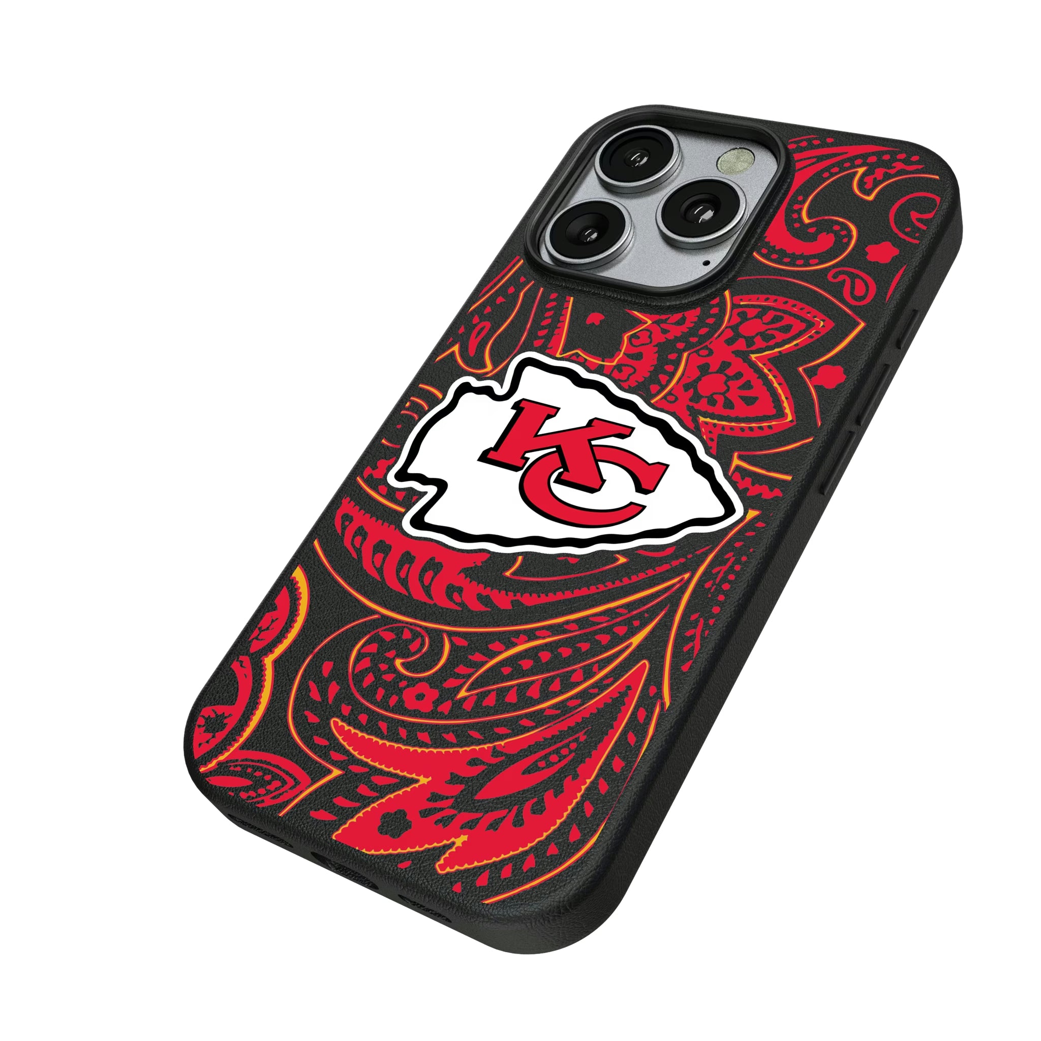 Kansas City Chiefs Paisley iPhone MagSafe Compatible Phone Case for Apple iPhone - Isometric View