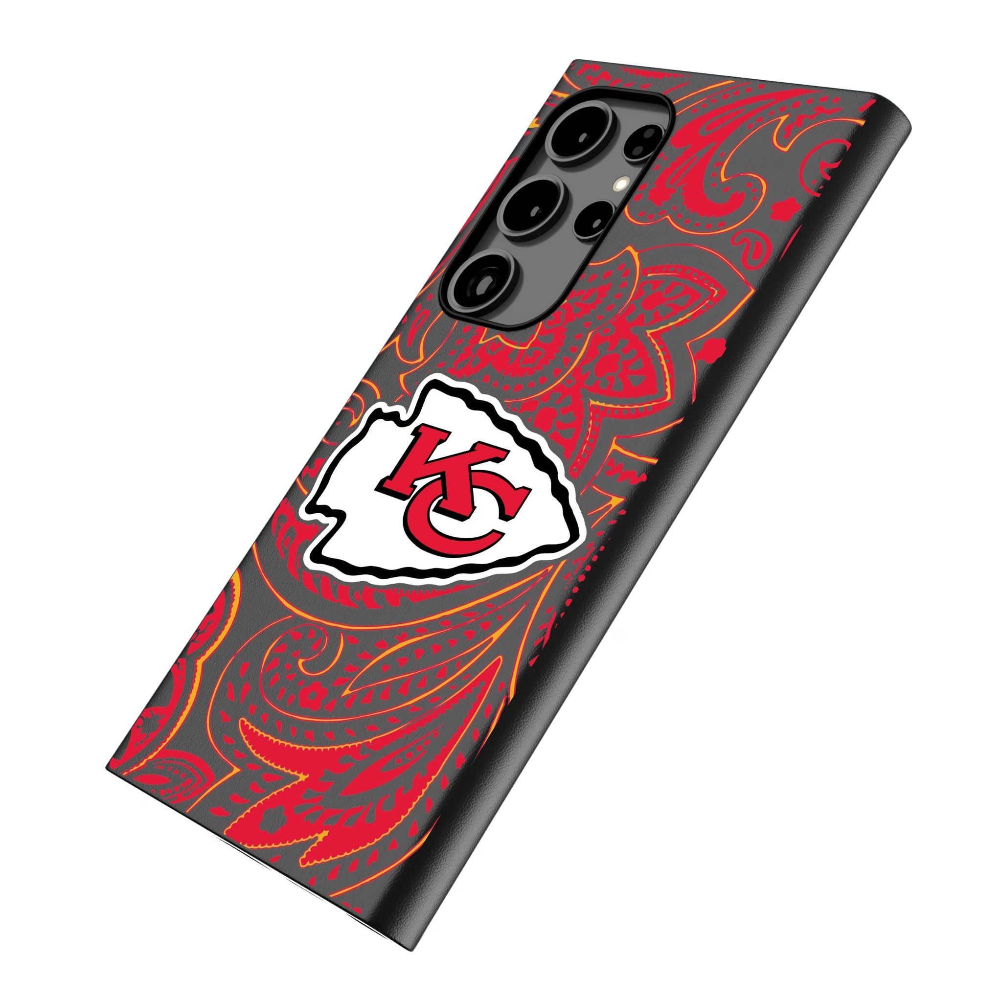 Kansas City Chiefs Paisley Galaxy MagSafe Compatible Phone Case for Samsung Galaxy - Isometric View