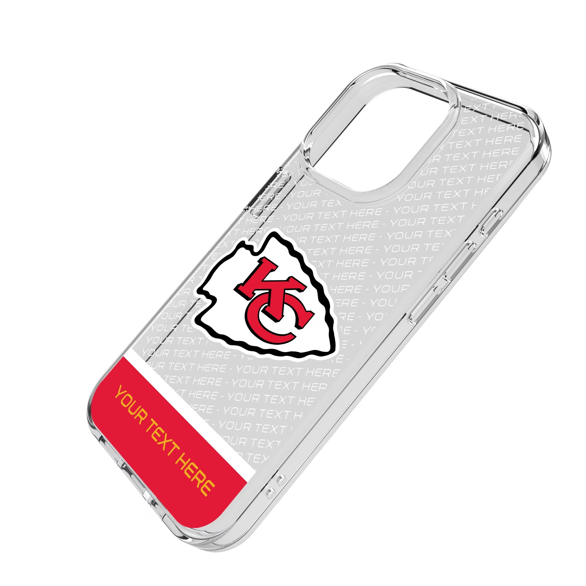 Kansas City Chiefs Personalized EndZone Plus iPhone Clear Phone Case for Apple iPhone - Isometric View