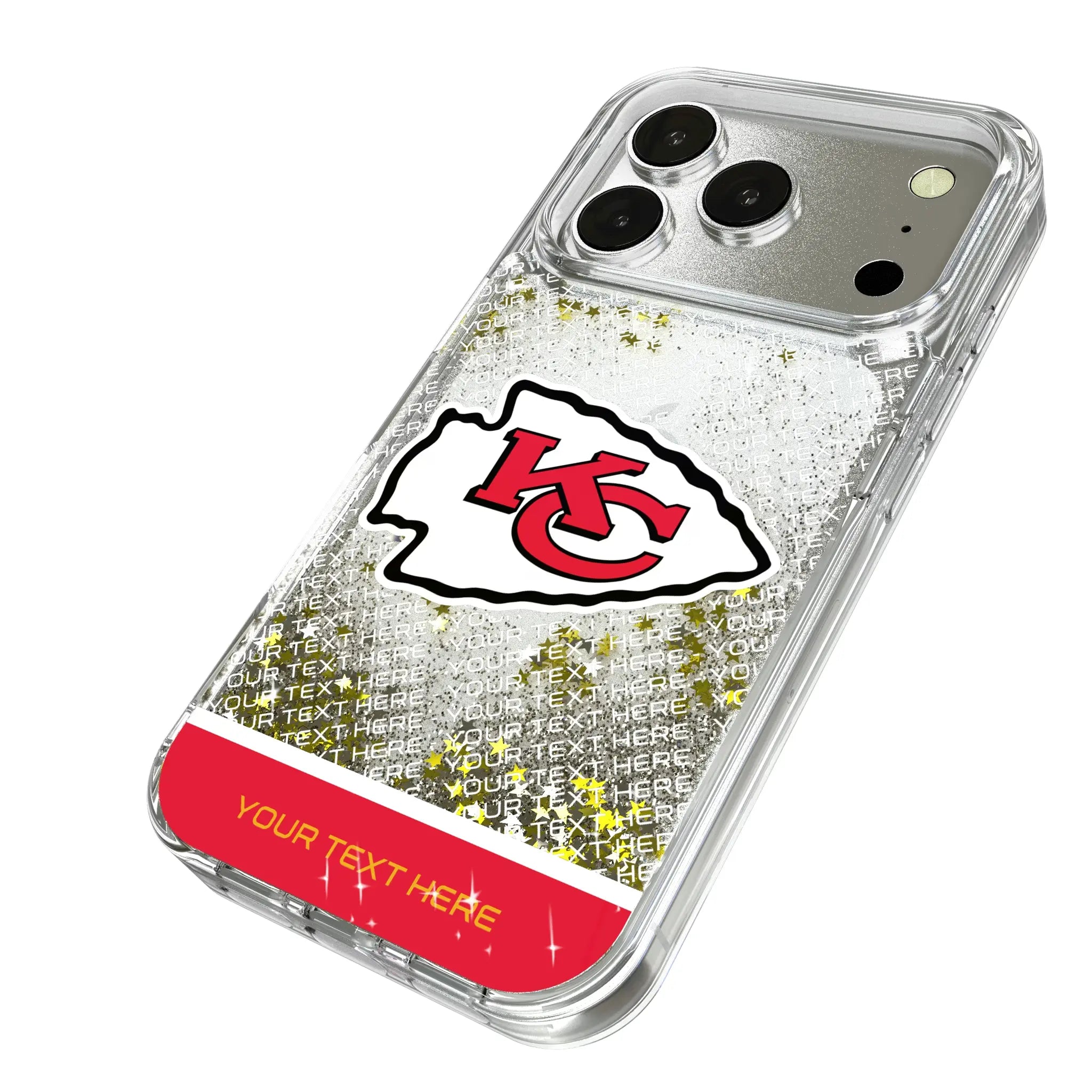 Kansas City Chiefs Personalized EndZone Plus iPhone Glitter Phone Case for Apple iPhone - Isometric View