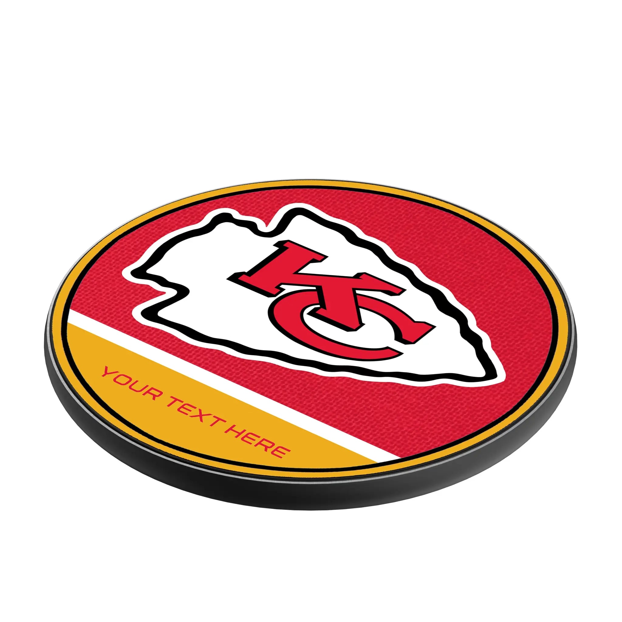 Kansas City Chiefs Personalized Endzone Solid 15-Watt Wireless Charger - Isometric View