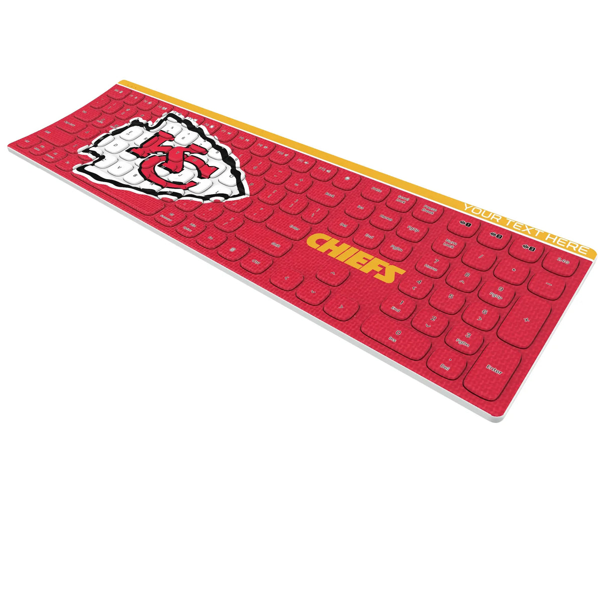 Kansas City Chiefs Personalized Endzone Solid KKB605 Curved Wireless Keyboard - Isometric View