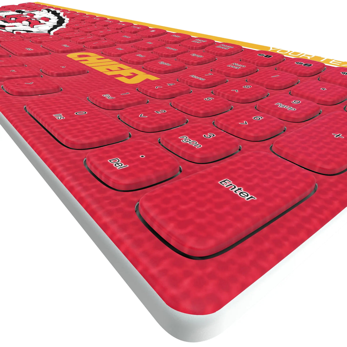 Kansas City Chiefs Personalized Endzone Solid KKB605 Curved Wireless Keyboard - Detail