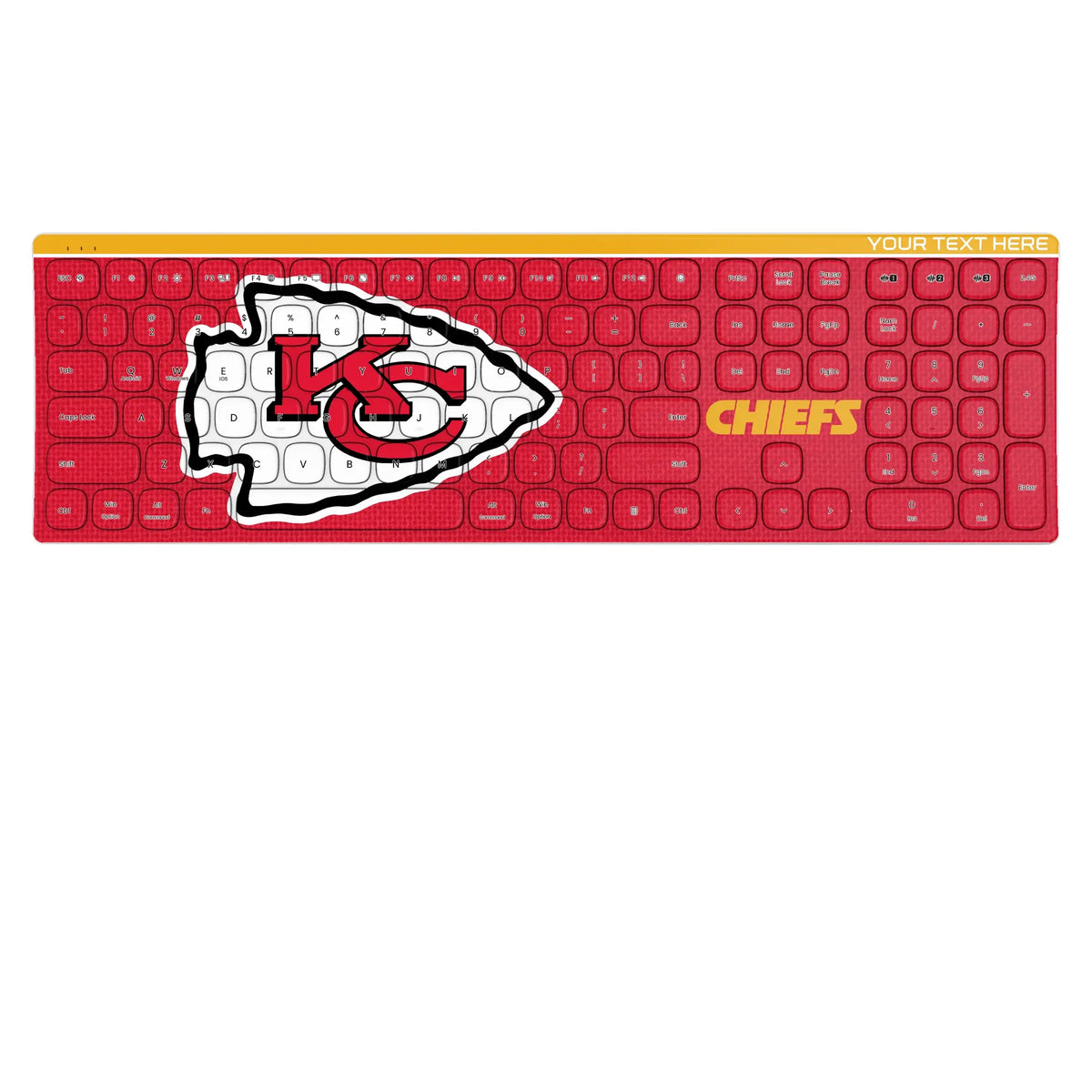 Kansas City Chiefs Personalized Endzone Solid KKB605 Curved Wireless Keyboard