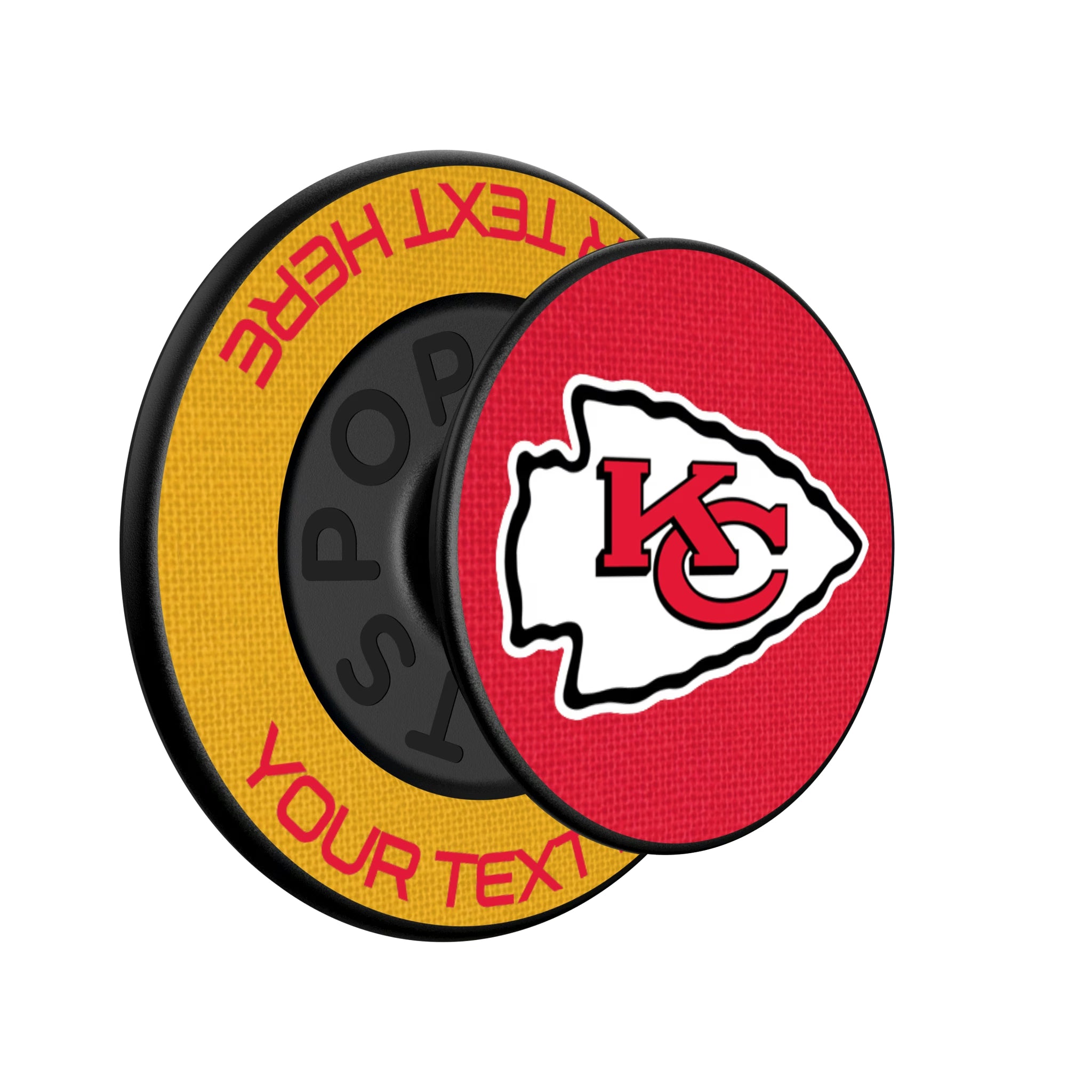 Kansas City Chiefs Personalized Endzone Solid Popsockets Round Magnetic - Isometric View