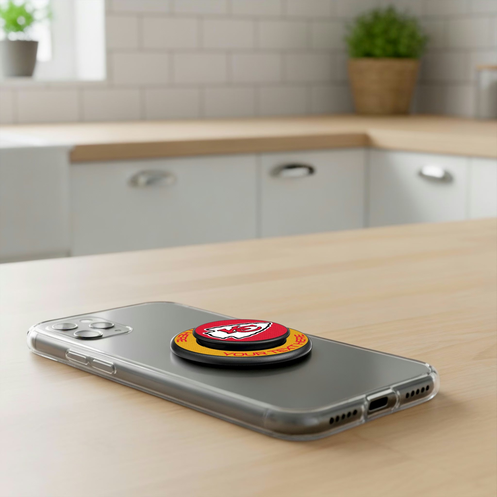 Kansas City Chiefs Personalized Endzone Solid Popsockets Round Magnetic - Lifestyle