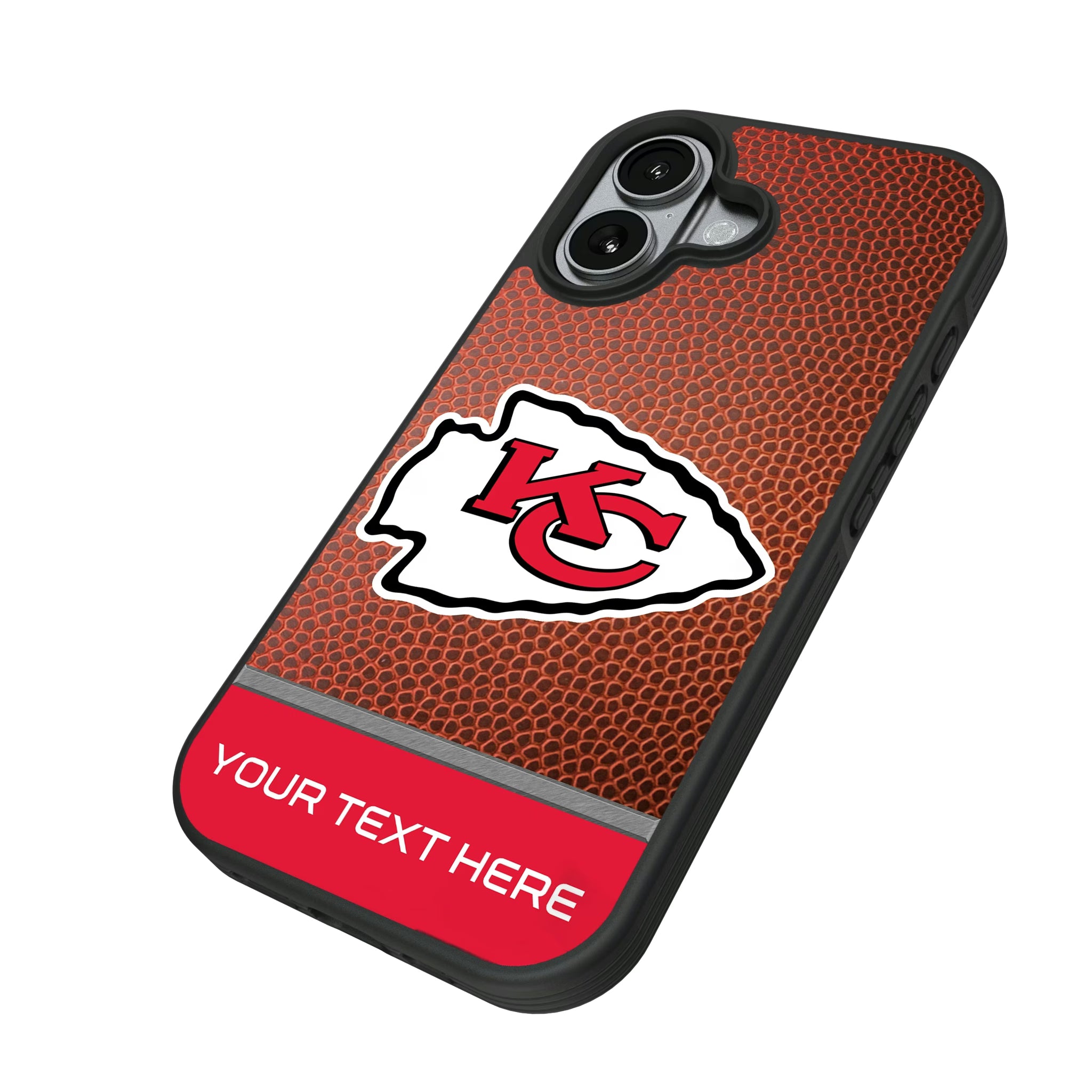 Kansas City Chiefs Personalized Football iPhone Bump Phone Case for Apple iPhone - Isometric View#Device_iPhone 17