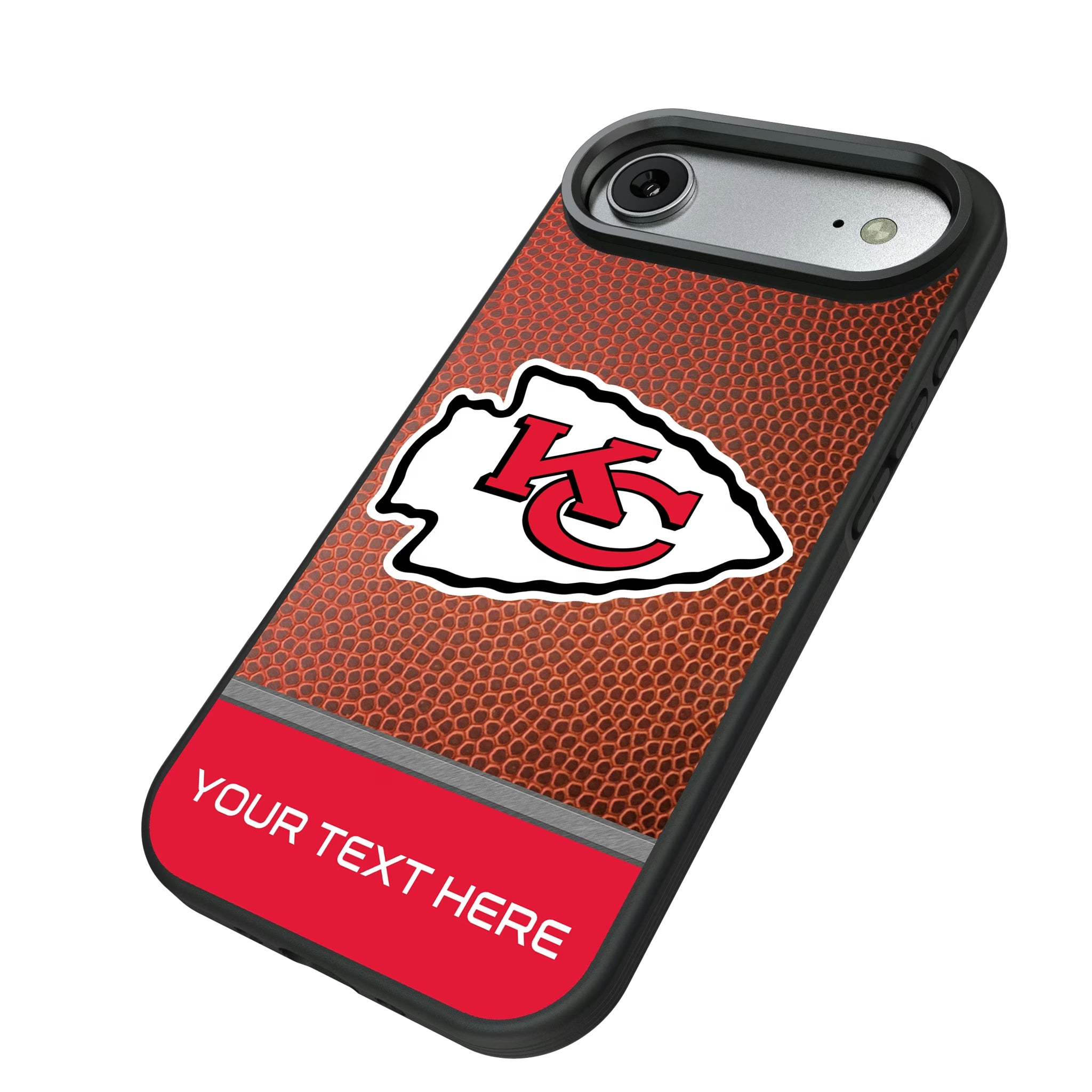 Kansas City Chiefs Personalized Football iPhone Bump Phone Case for Apple iPhone - Isometric View#Device_iPhone Air