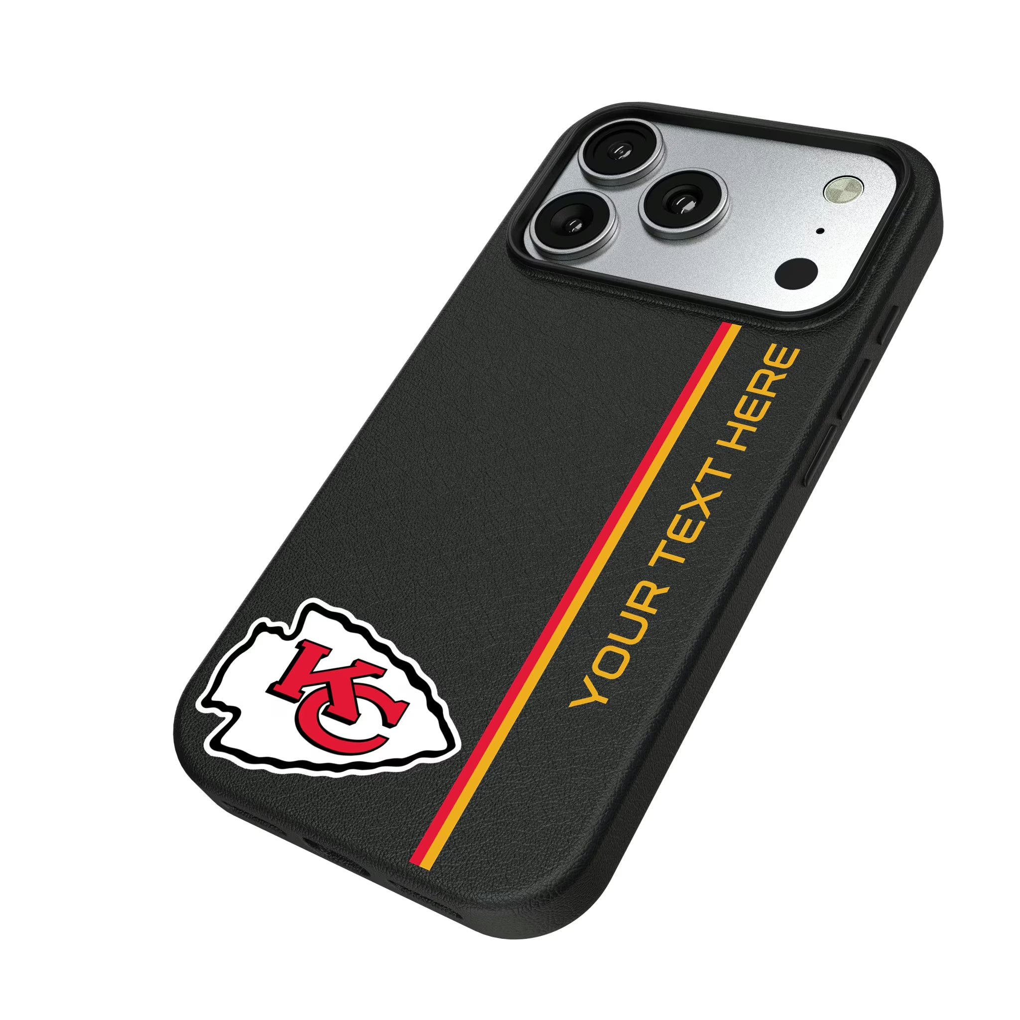 Kansas City Chiefs Personalized Sidebard iPhone MagSafe Compatible Phone Case for Apple iPhone - Isometric View#Device_iPhone 17 Pro