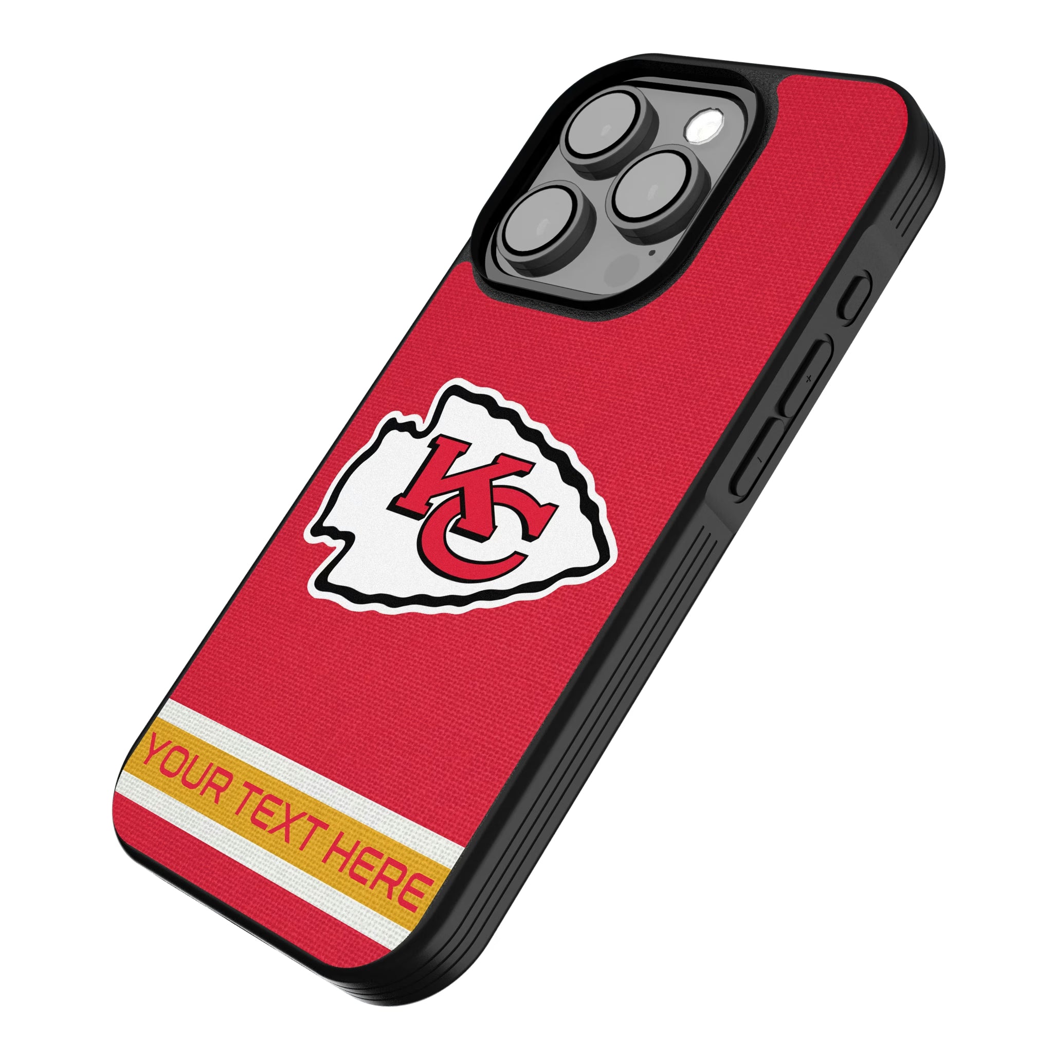 Kansas City Chiefs Personalized Stripe iPhone Bump Phone Case for Apple iPhone - Isometric View
