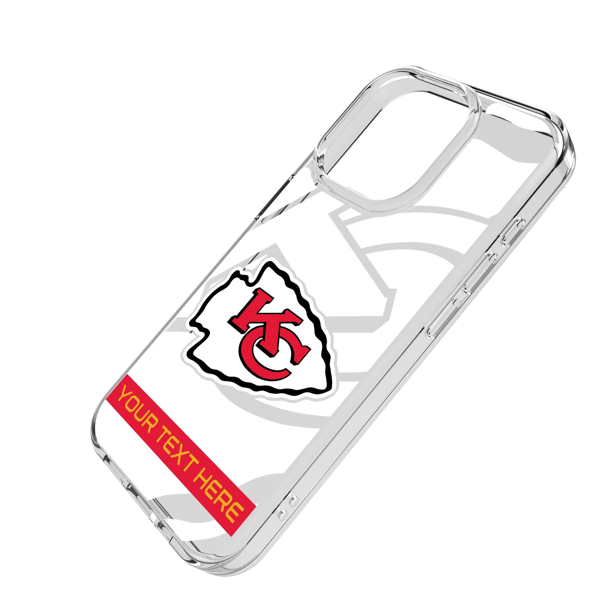 Kansas City Chiefs Personalized Tilt iPhone Clear Phone Case for Apple iPhone - Isometric View