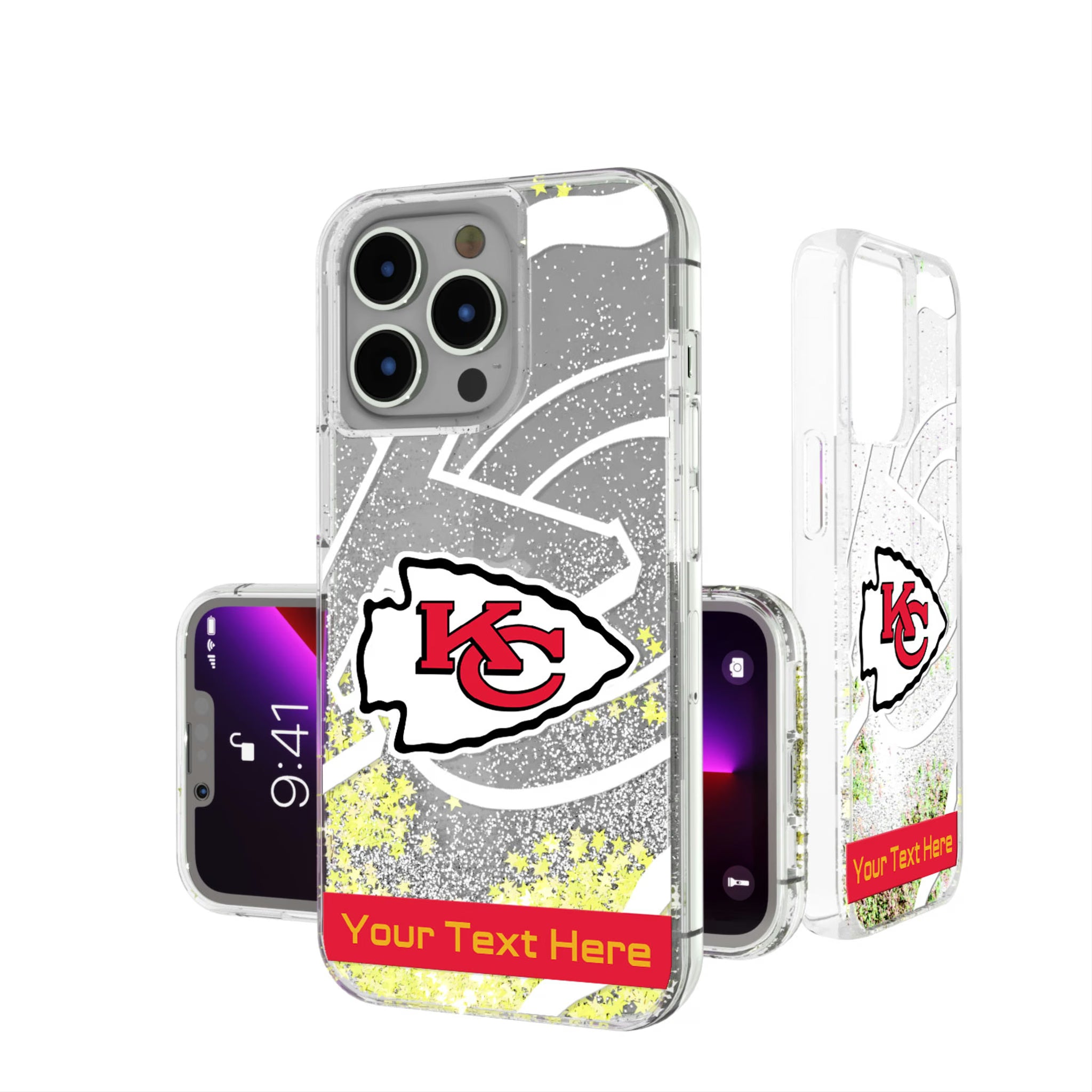 Kansas City Chiefs Personalized Tilt iPhone Glitter Phone Case for Apple iPhone
