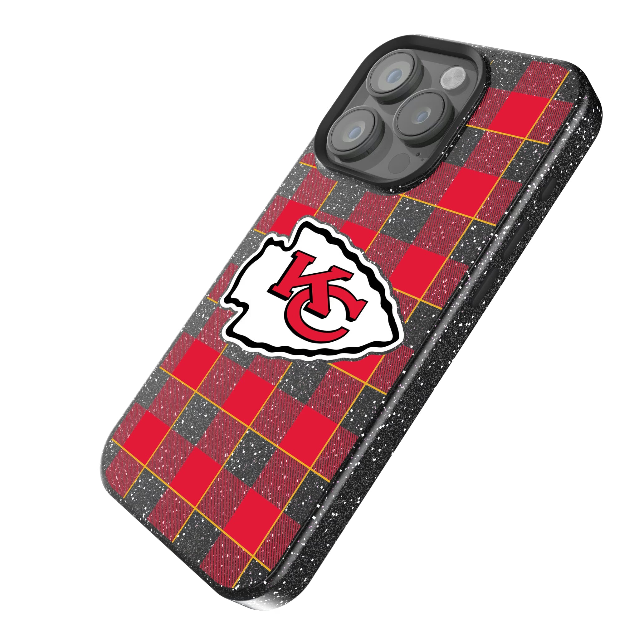 Kansas City Chiefs Plaid iPhone Bling Phone Case for Apple iPhone - Isometric View