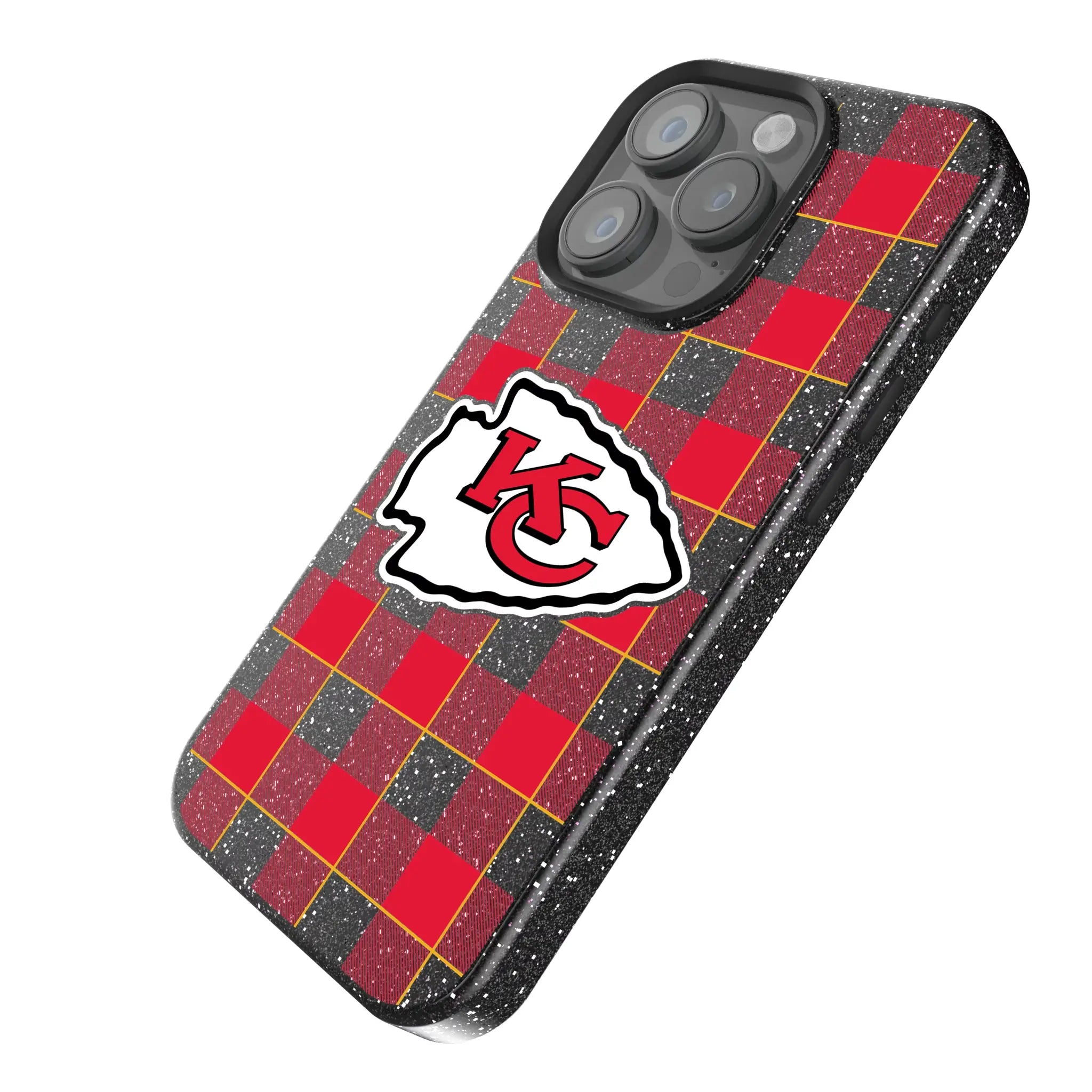Kansas City Chiefs Plaid iPhone Bling Phone Case for Apple iPhone - Isometric View