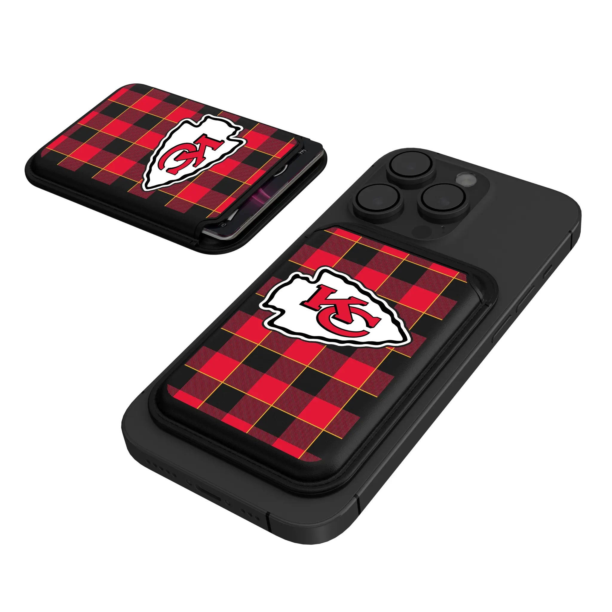 Kansas City Chiefs Plaid Black Magnetic Credit Card Wallet