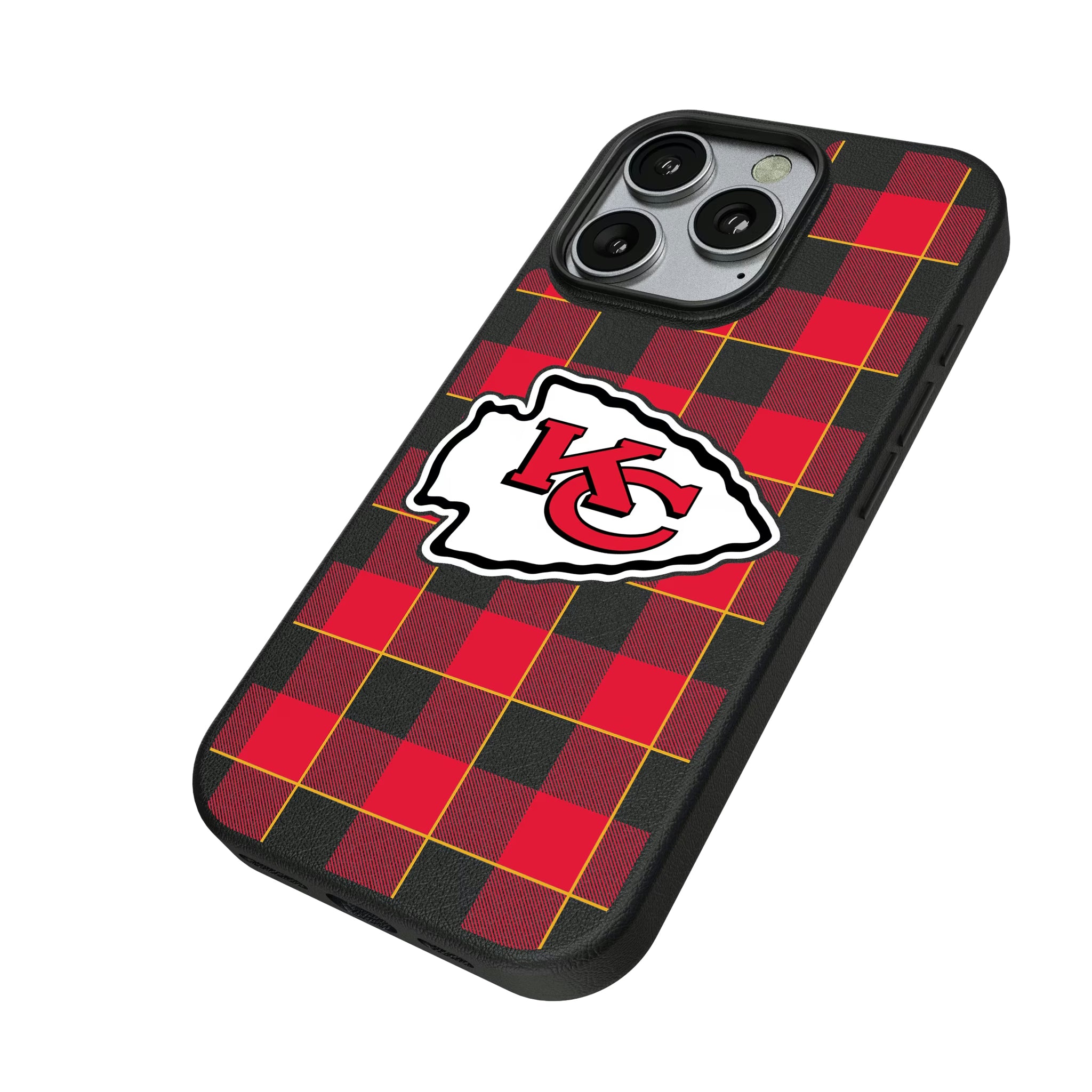 Kansas City Chiefs Plaid iPhone MagSafe Compatible Phone Case for Apple iPhone - Isometric View