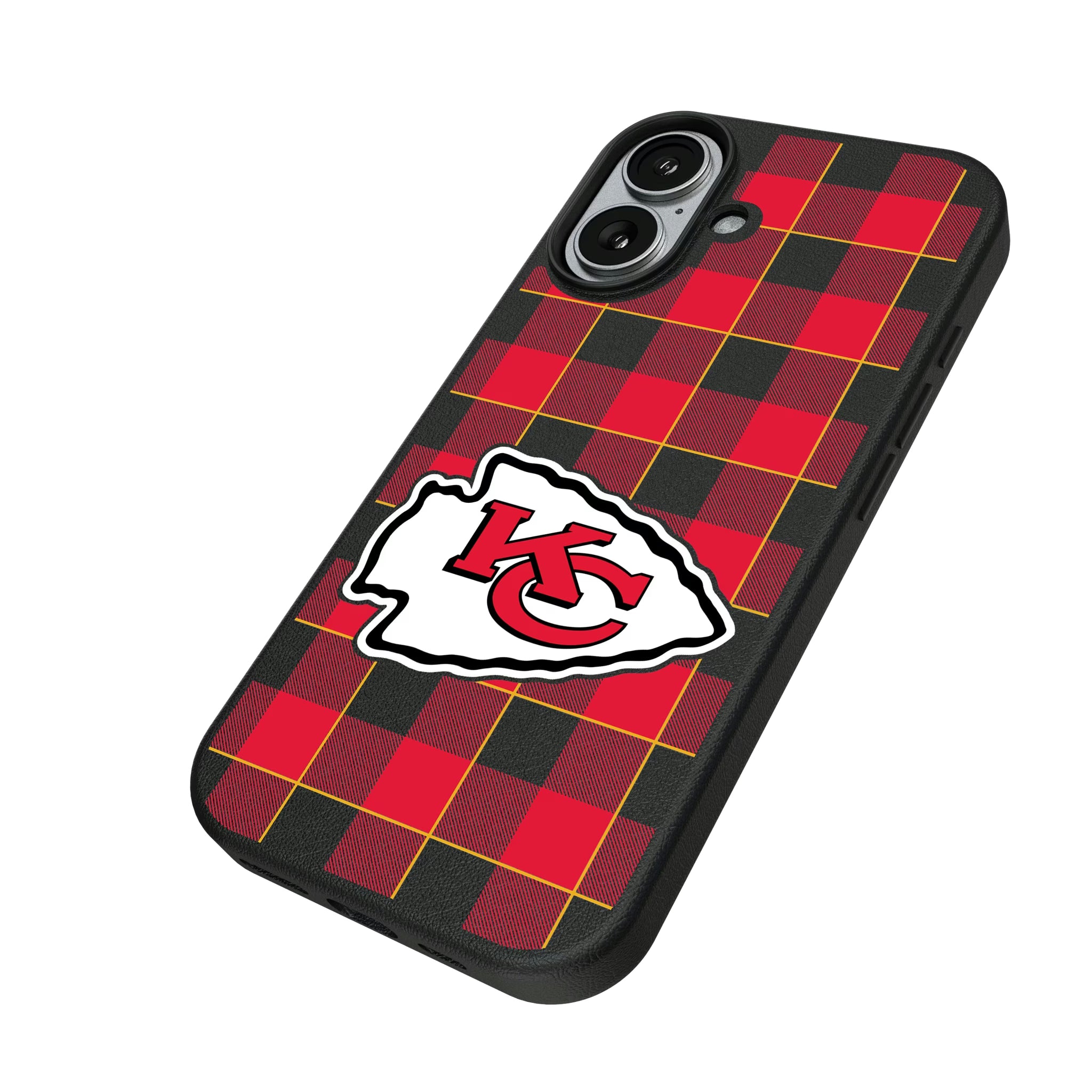 Kansas City Chiefs Plaid iPhone MagSafe Compatible Phone Case for Apple iPhone - Isometric View#Device_iPhone 17