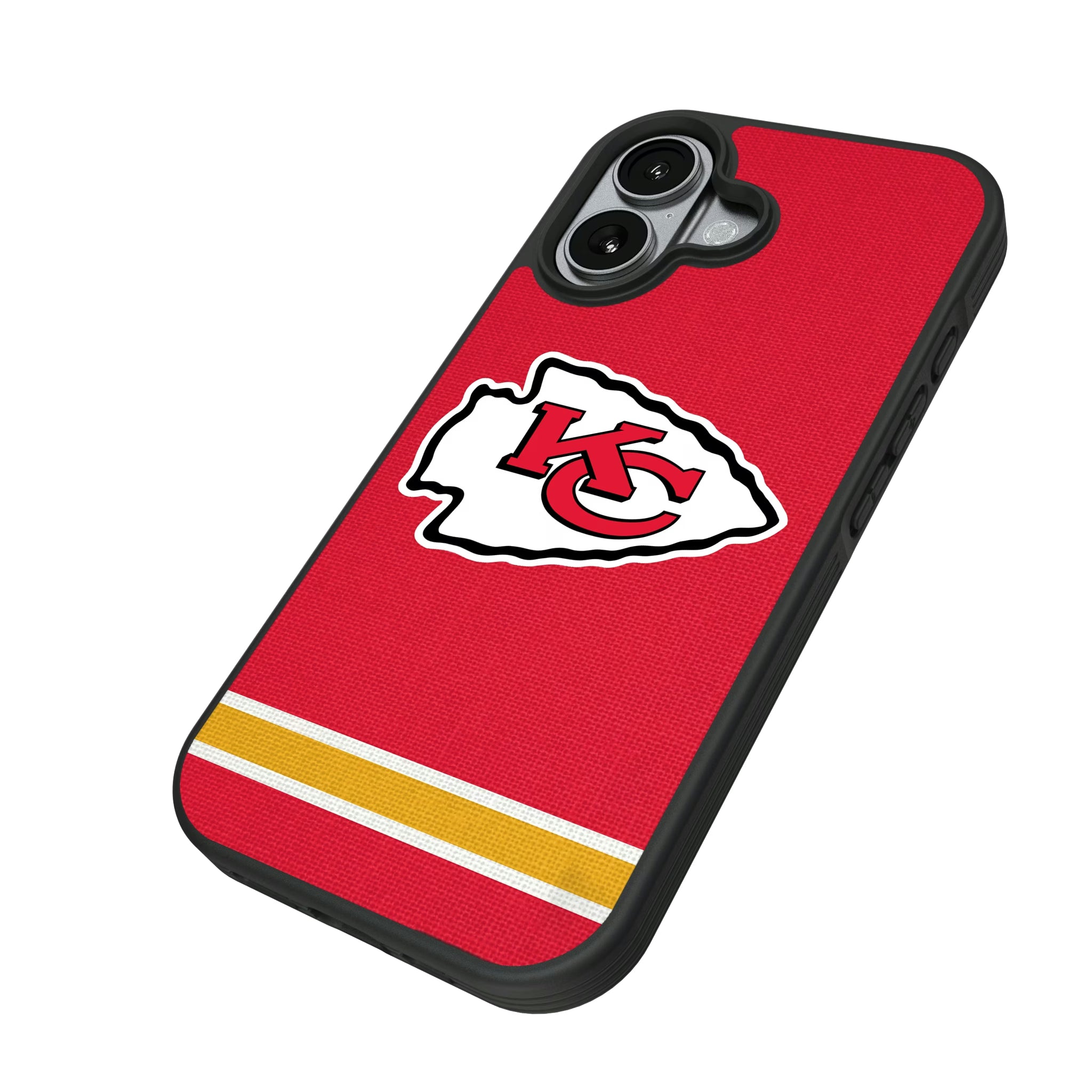Kansas City Chiefs Stripe iPhone Bump Phone Case for Apple iPhone - Isometric View#Device_iPhone 17