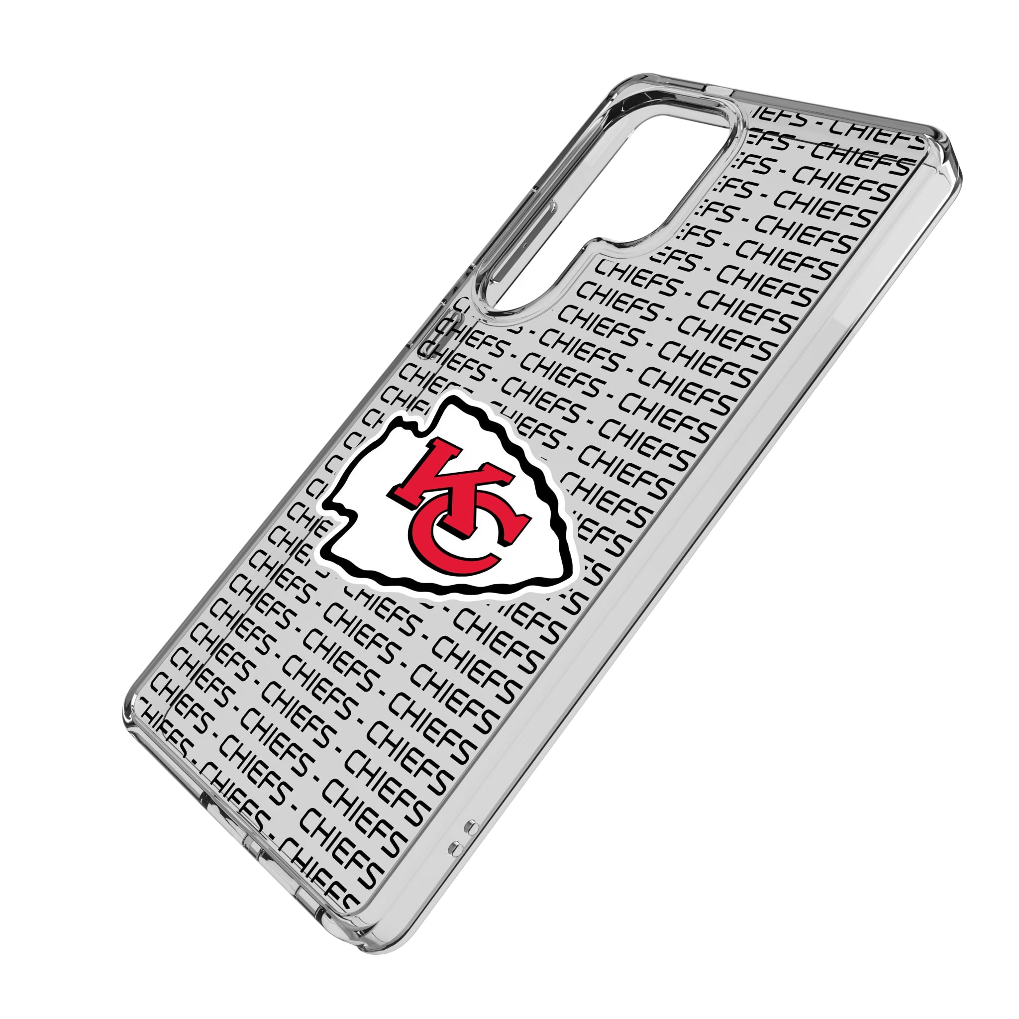 Kansas City Chiefs Text Backdrop Galaxy Clear Phone Case for Samsung Galaxy - Isometric View