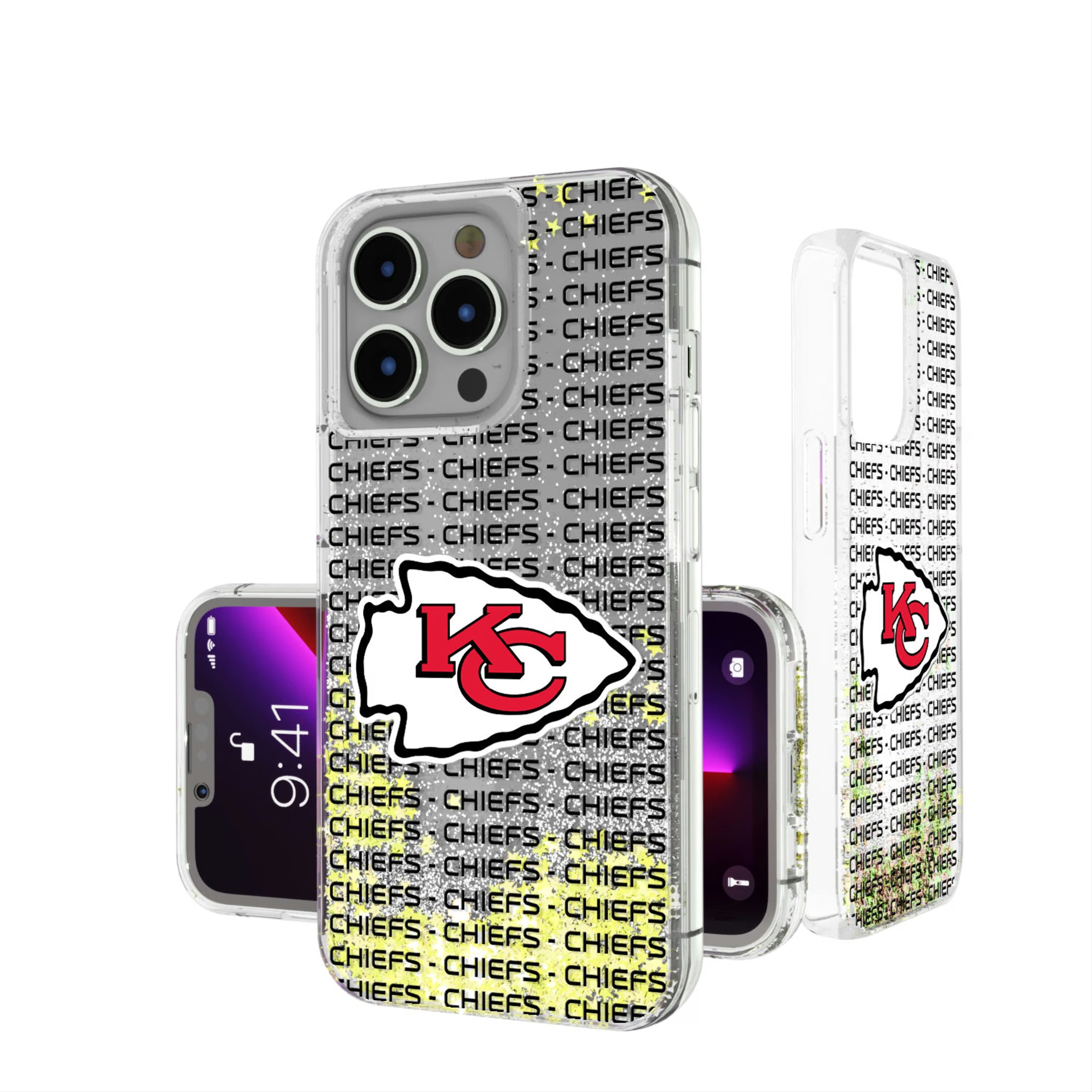 Kansas City Chiefs Text Backdrop iPhone Glitter Phone Case for Apple iPhone