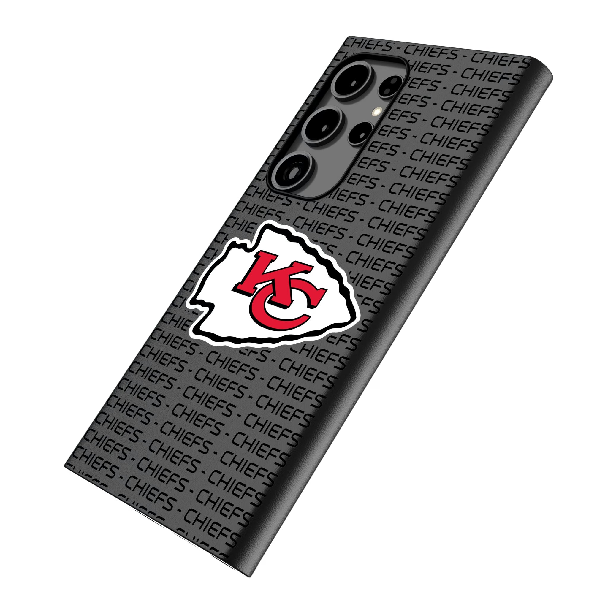 Kansas City Chiefs Text Backdrop Galaxy MagSafe Compatible Phone Case for Samsung Galaxy - Isometric View