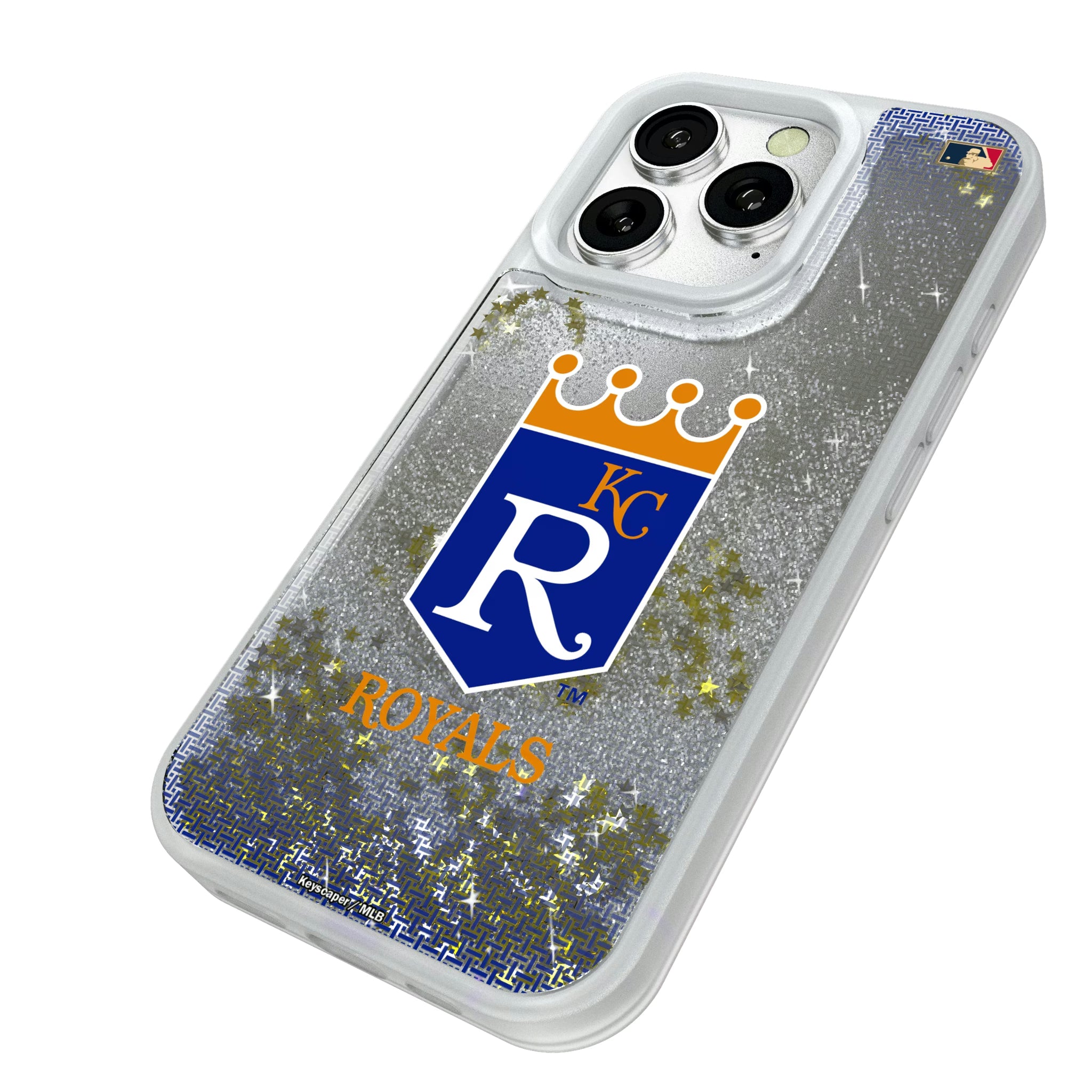 Kansas City Royals 1969-1978 - Cooperstown Collection Linen iPhone Glitter Phone Case for Apple iPhone - Isometric View#Device_iPhone 16 Pro