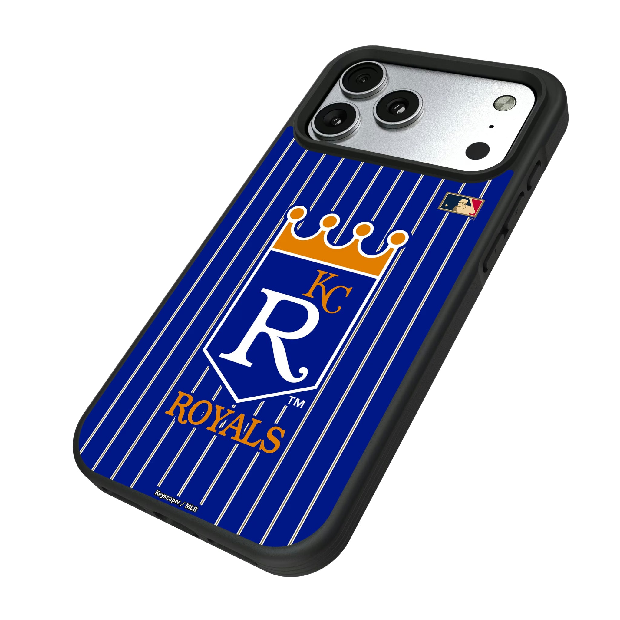 Kansas City Royals 1969-1978 - Cooperstown Collection Pinstripe iPhone Bump Phone Case for Apple iPhone - Isometric View#Device_iPhone 17 Pro Max