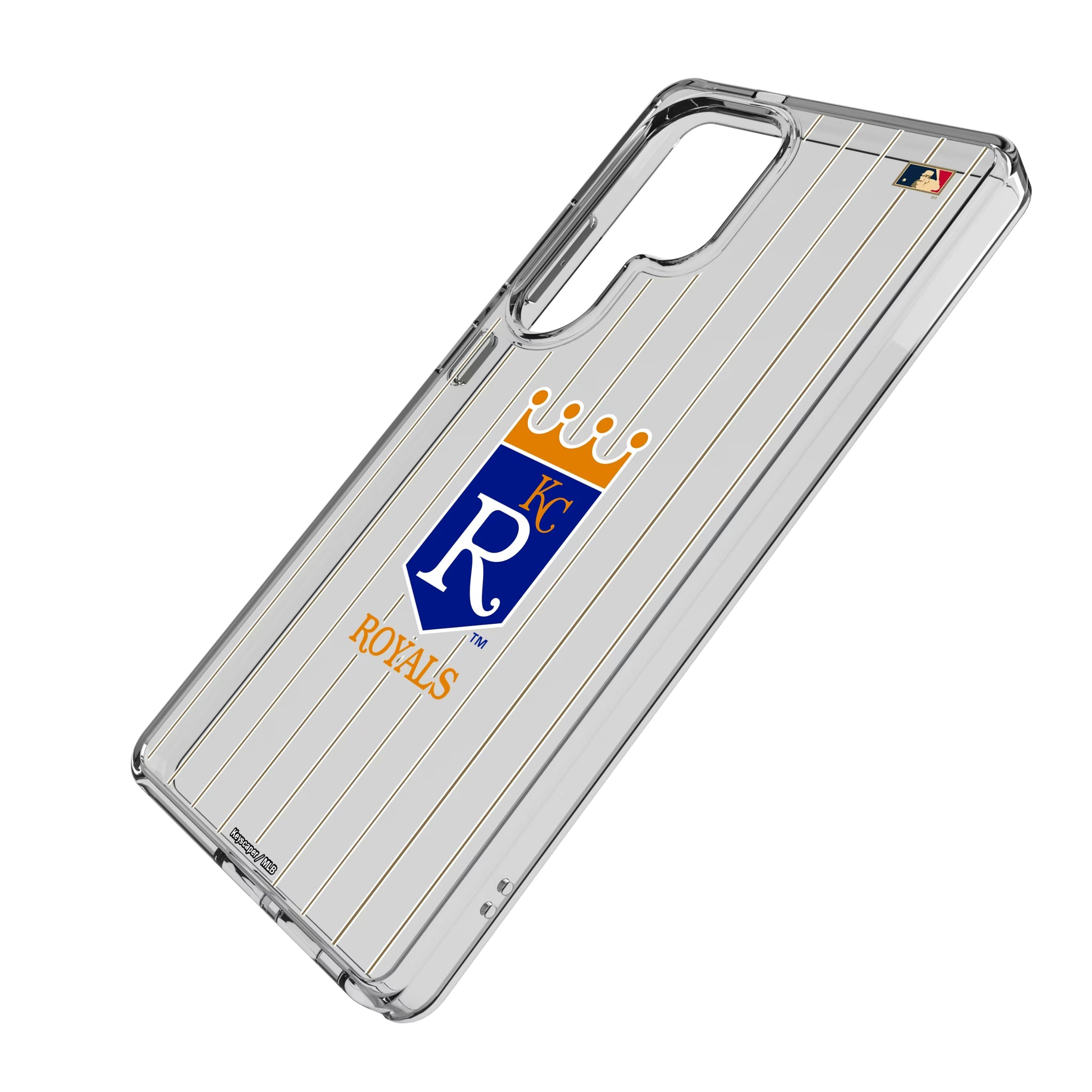Kansas City Royals 1969-1978 - Cooperstown Collection Pinstripe Galaxy Clear Phone Case for Samsung Galaxy - Isometric View