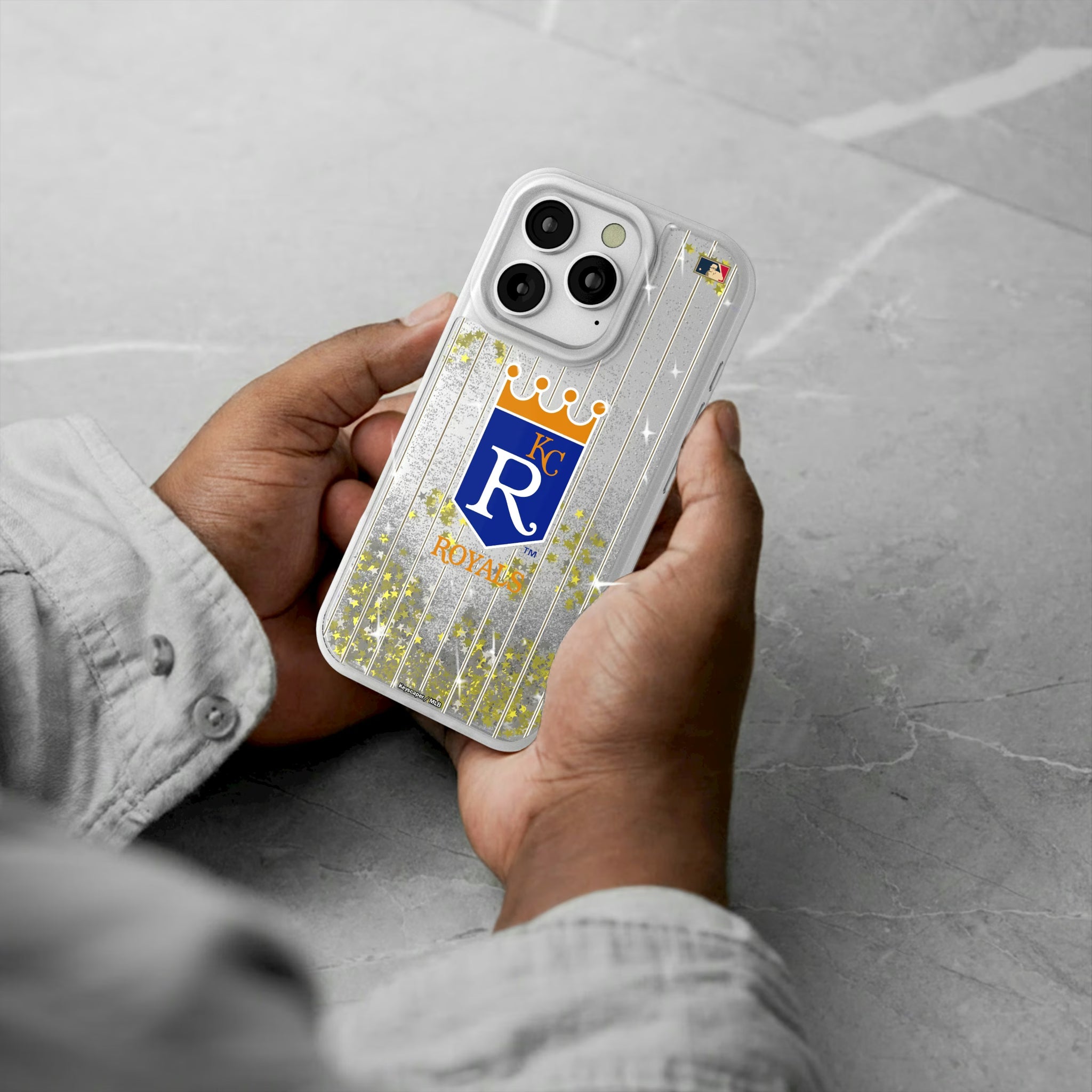 Kansas City Royals 1969-1978 - Cooperstown Collection Pinstripe iPhone Glitter Phone Case for Apple iPhone - Lifestyle#Device_iPhone 16 Pro
