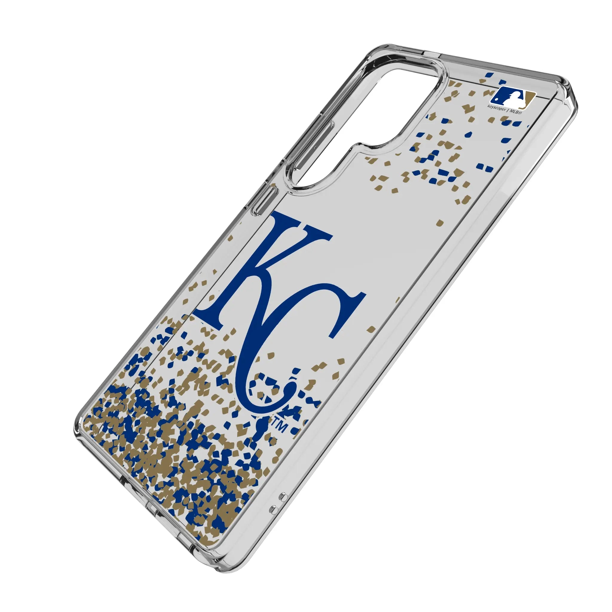 Kansas City Royals Confetti Galaxy Clear Phone Case for Samsung Galaxy - Isometric View#Device_Galaxy S25 Ultra