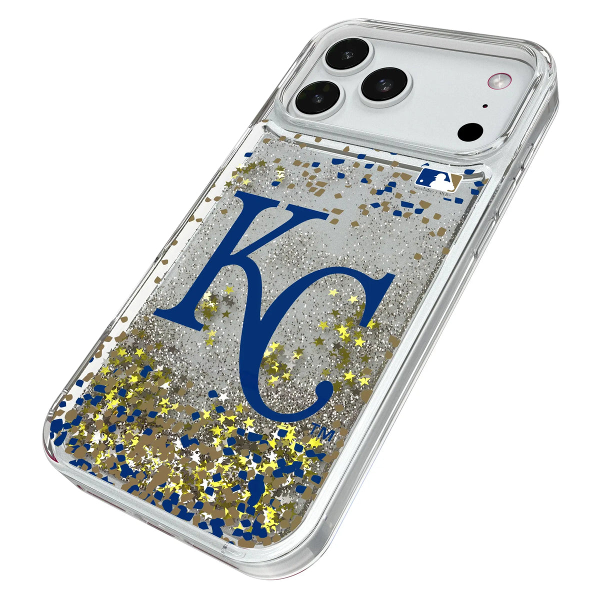 Kansas City Royals Confetti iPhone Glitter Phone Case for Apple iPhone - Isometric View#Device_iPhone 18 Pro Max