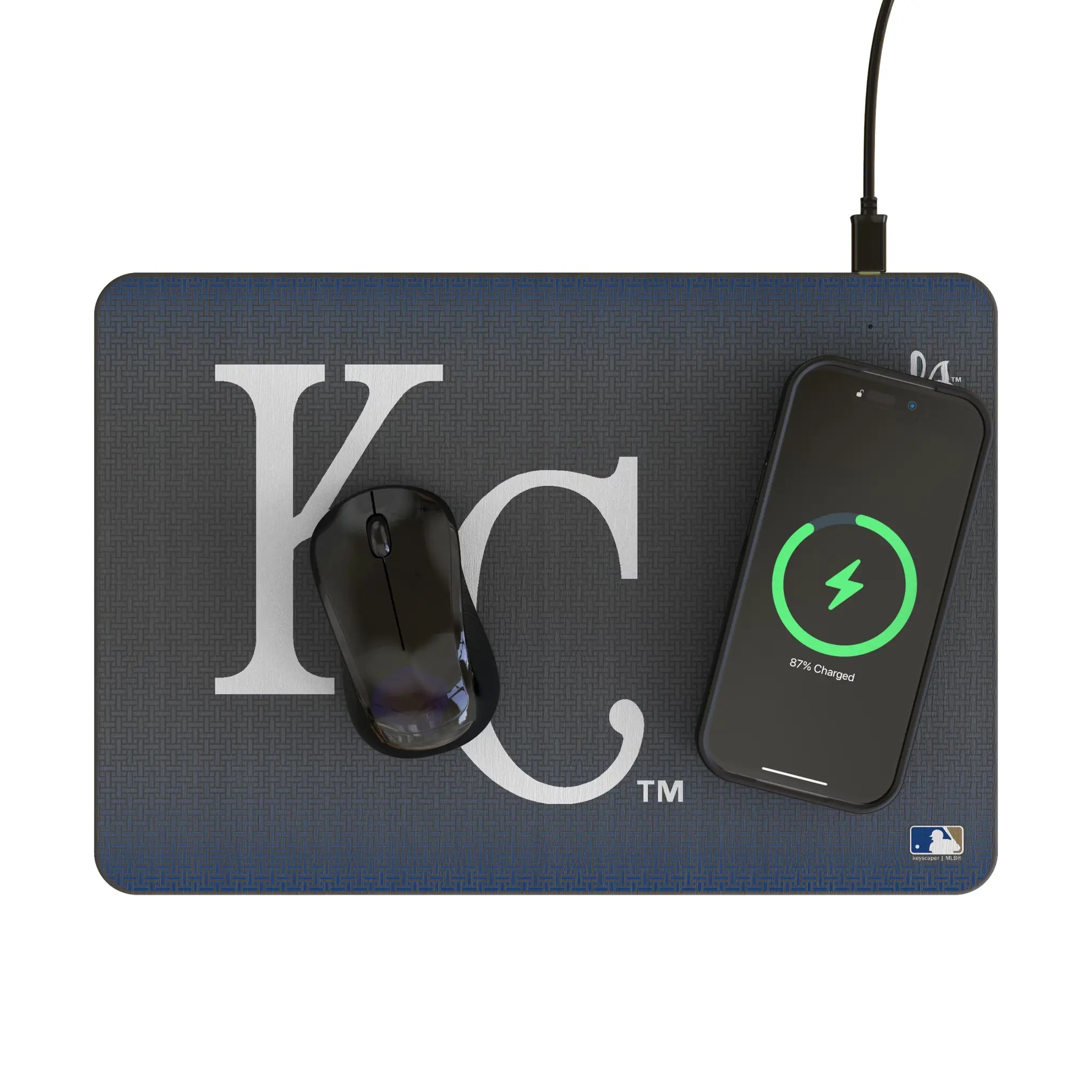Kansas City Royals Linen 15-Watt Wireless Charger and Mouse Pad - Lifestyle