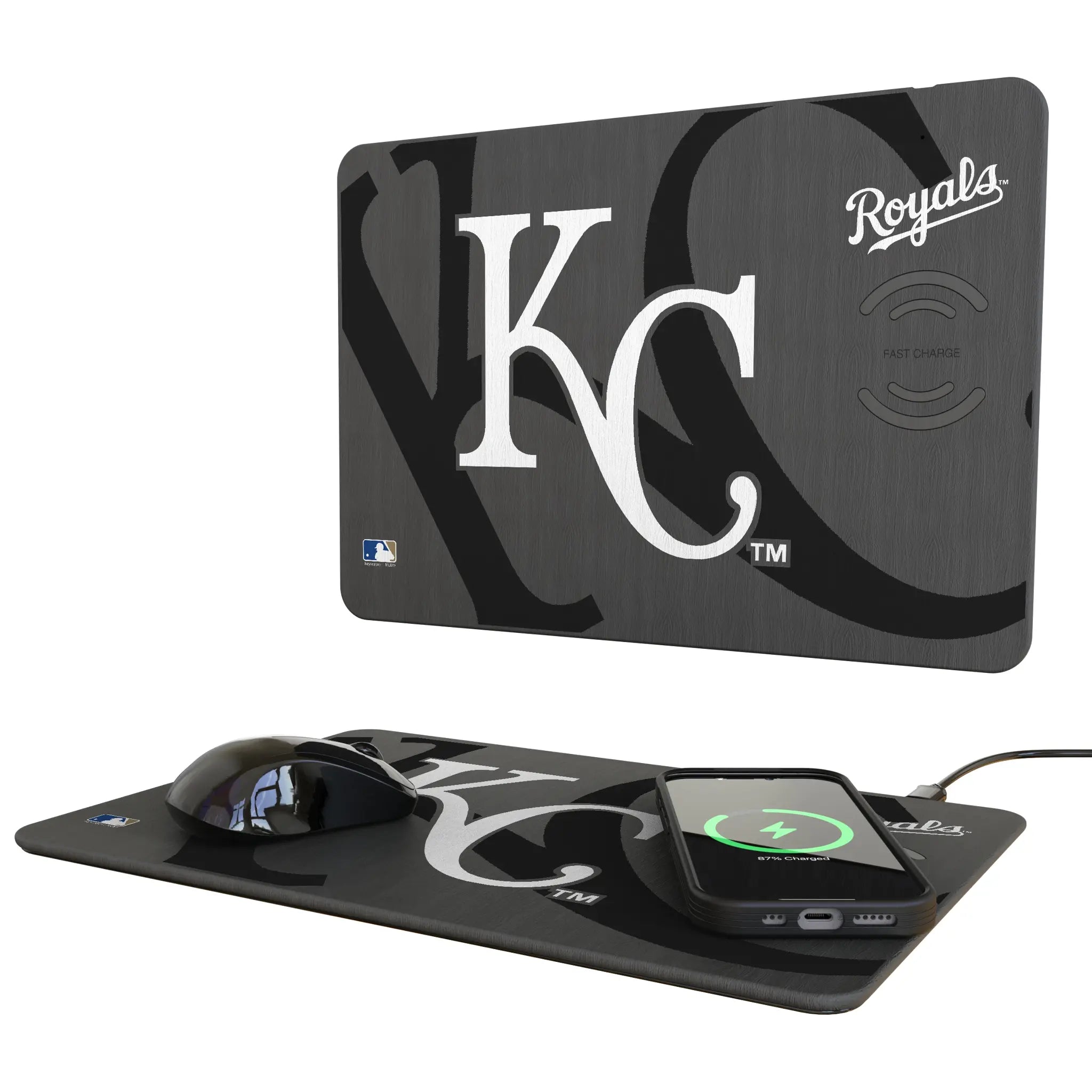 Kansas City Royals Monocolor Tilt 15-Watt Wireless Charger and Mouse Pad