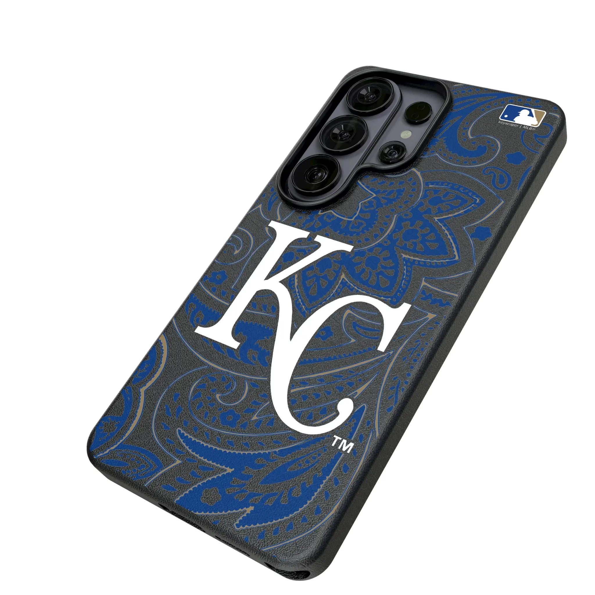 Kansas City Royals Paisley Galaxy MagSafe Compatible Phone Case for Samsung Galaxy - Isometric View#Device_Galaxy S26 Ultra
