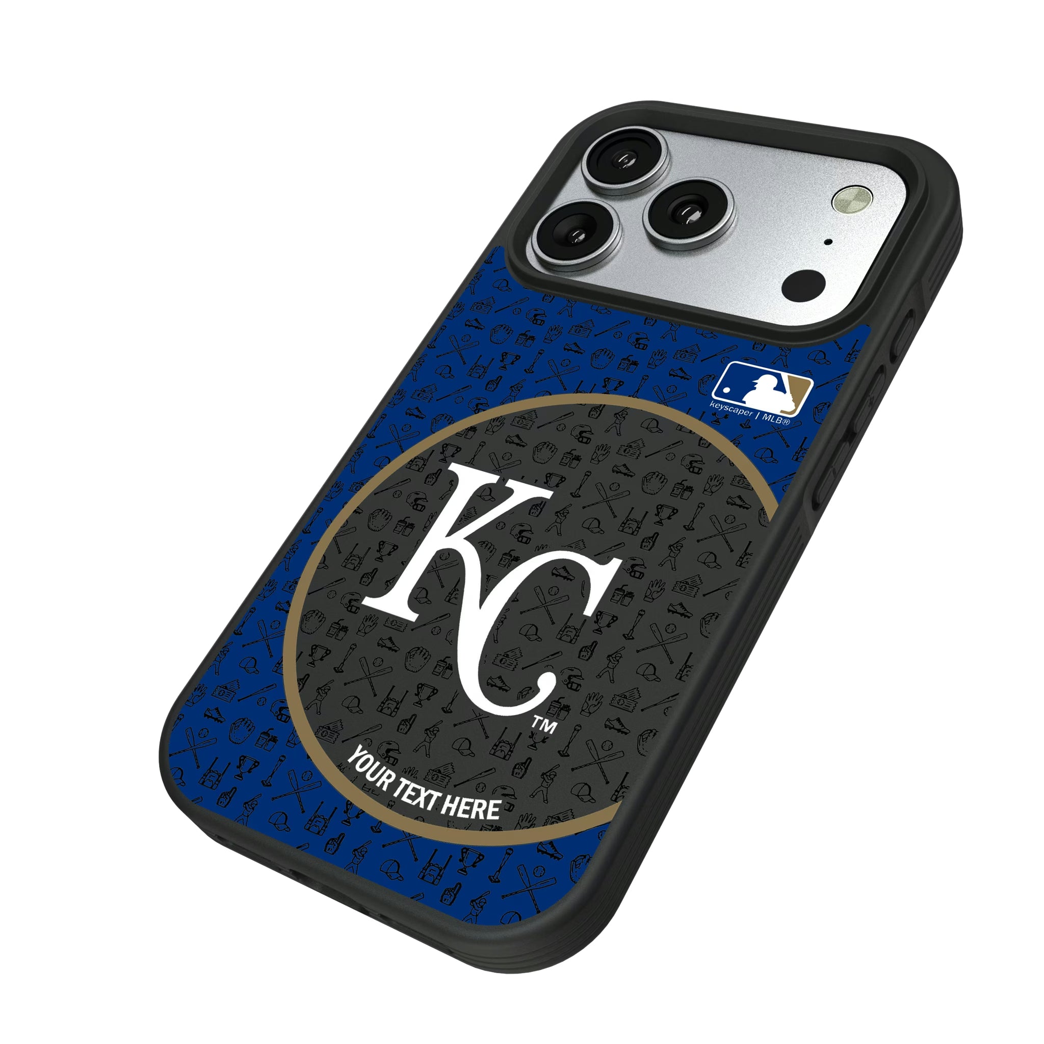 Kansas City Royals Personalized Circle iPhone Bump Phone Case for Apple iPhone - Isometric View#Device_iPhone 17 Pro
