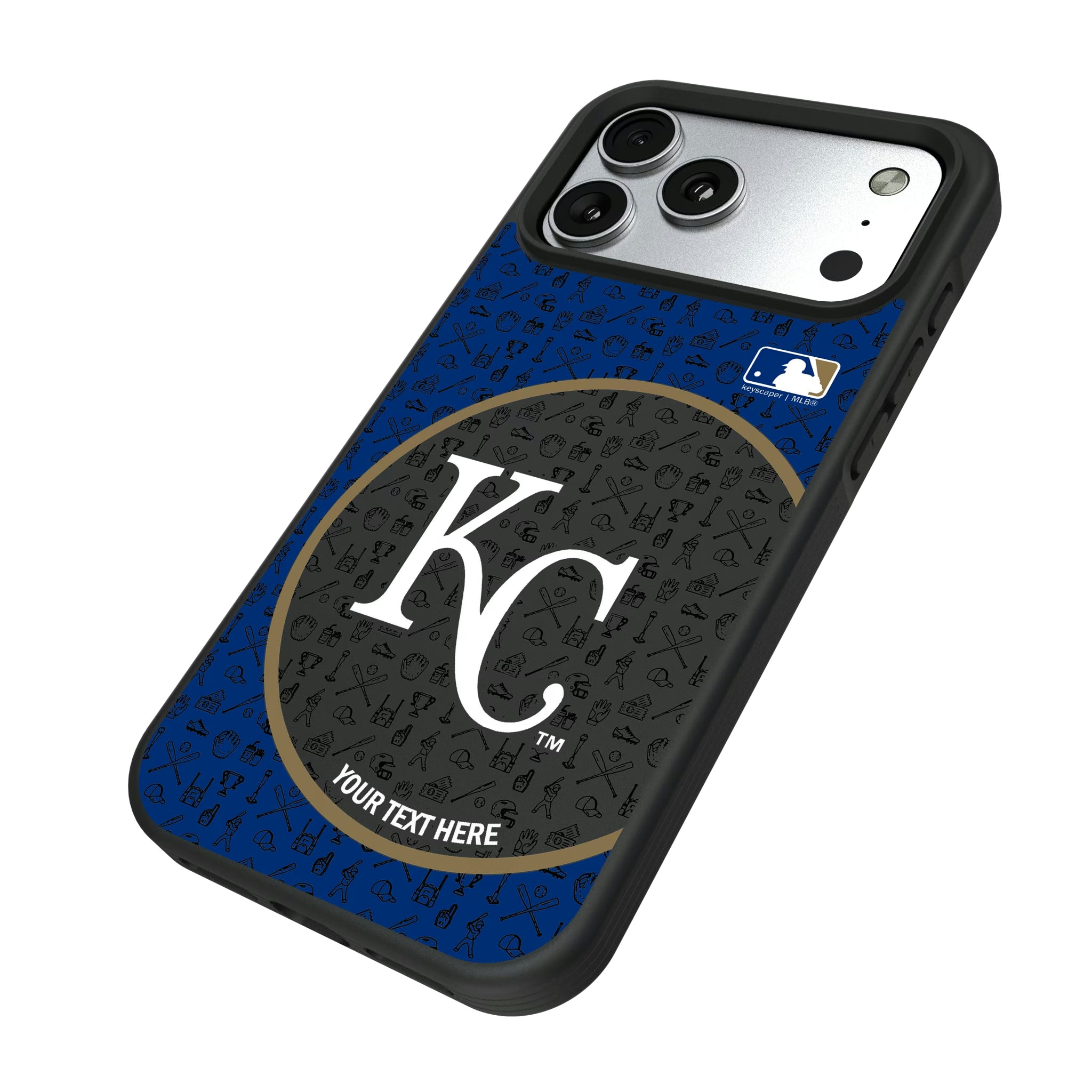 Kansas City Royals Personalized Circle iPhone Bump Phone Case for Apple iPhone - Isometric View#Device_iPhone 17 Pro Max
