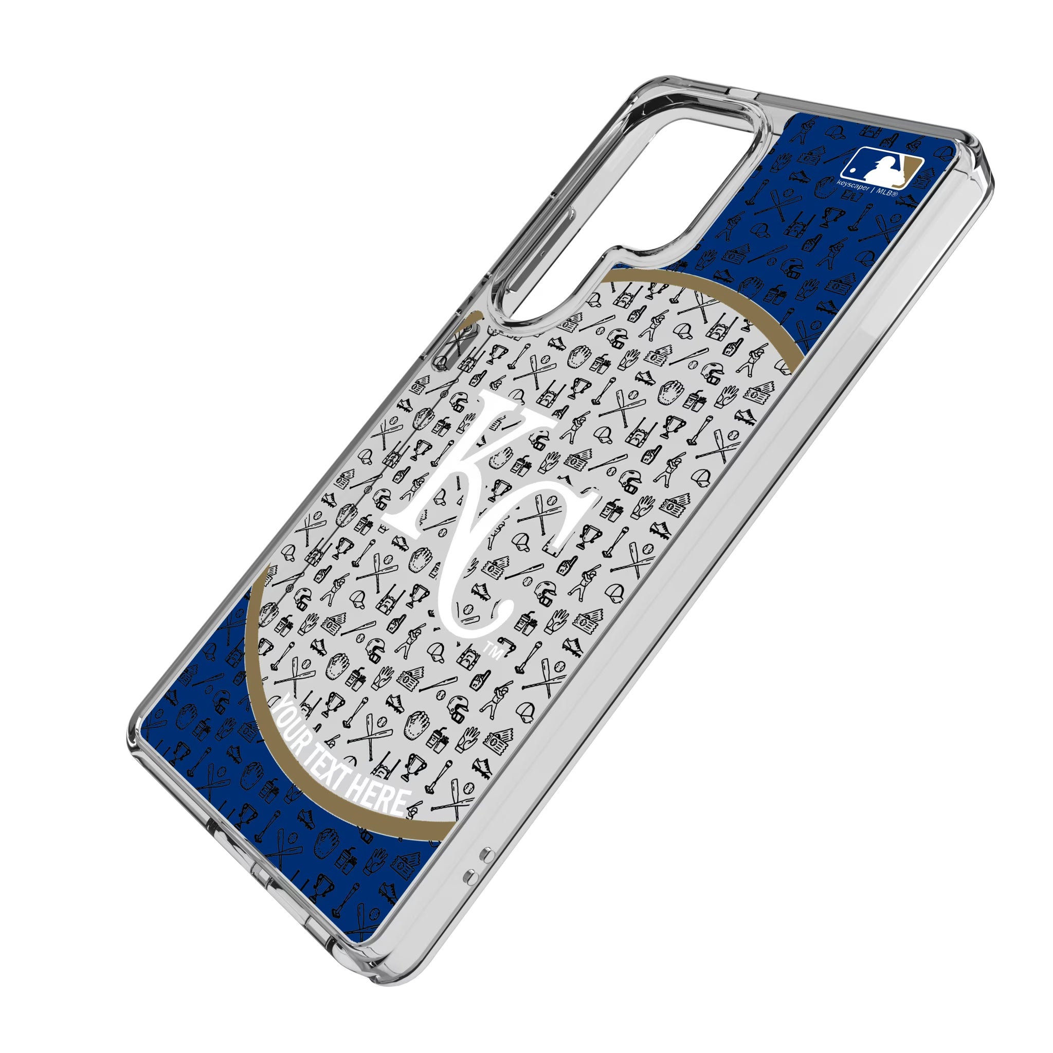Kansas City Royals Personalized Circle Galaxy Clear Phone Case for Samsung Galaxy - Isometric View