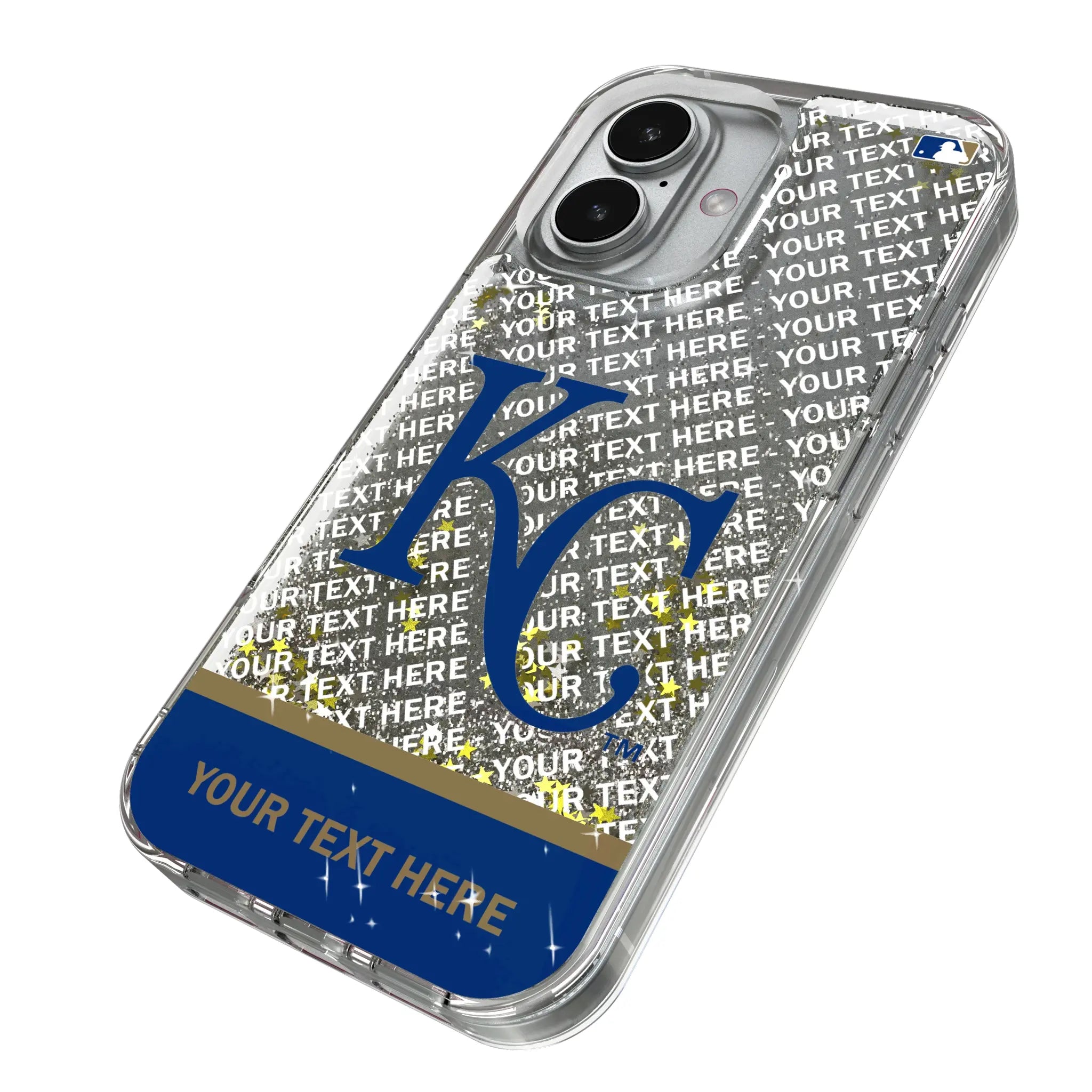 Kansas City Royals Personalized EndZone Plus iPhone Glitter Phone Case for Apple iPhone - Isometric View