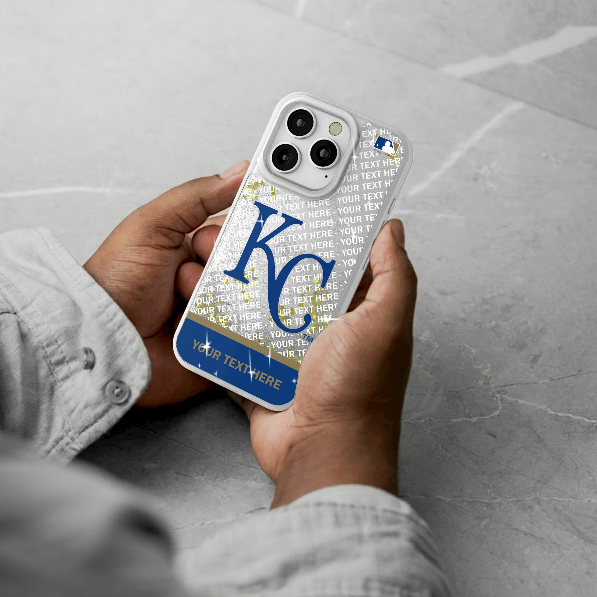 Kansas City Royals Personalized EndZone Plus iPhone Glitter Phone Case for Apple iPhone - Lifestyle#Device_iPhone 16 Pro