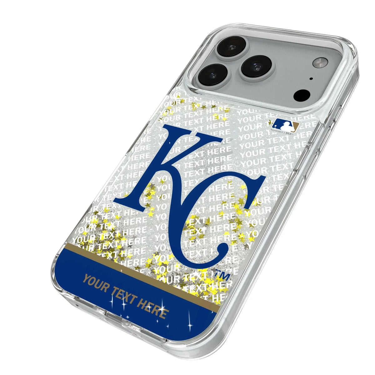 Kansas City Royals Personalized EndZone Plus iPhone Glitter Phone Case for Apple iPhone - Isometric View#Device_iPhone 18 Pro