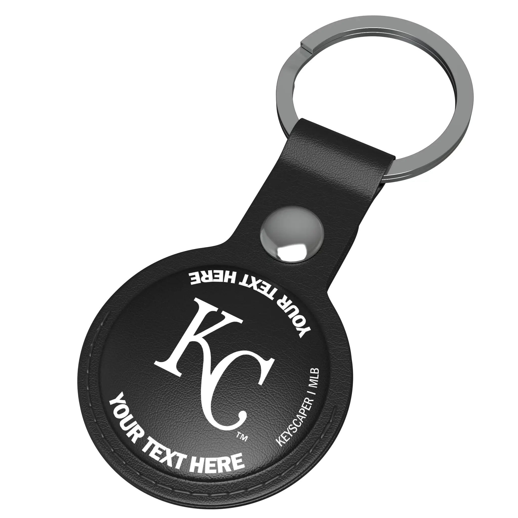 Kansas City Royals Personalized Insignia AirTag Black Airtag Holder - Isometric View