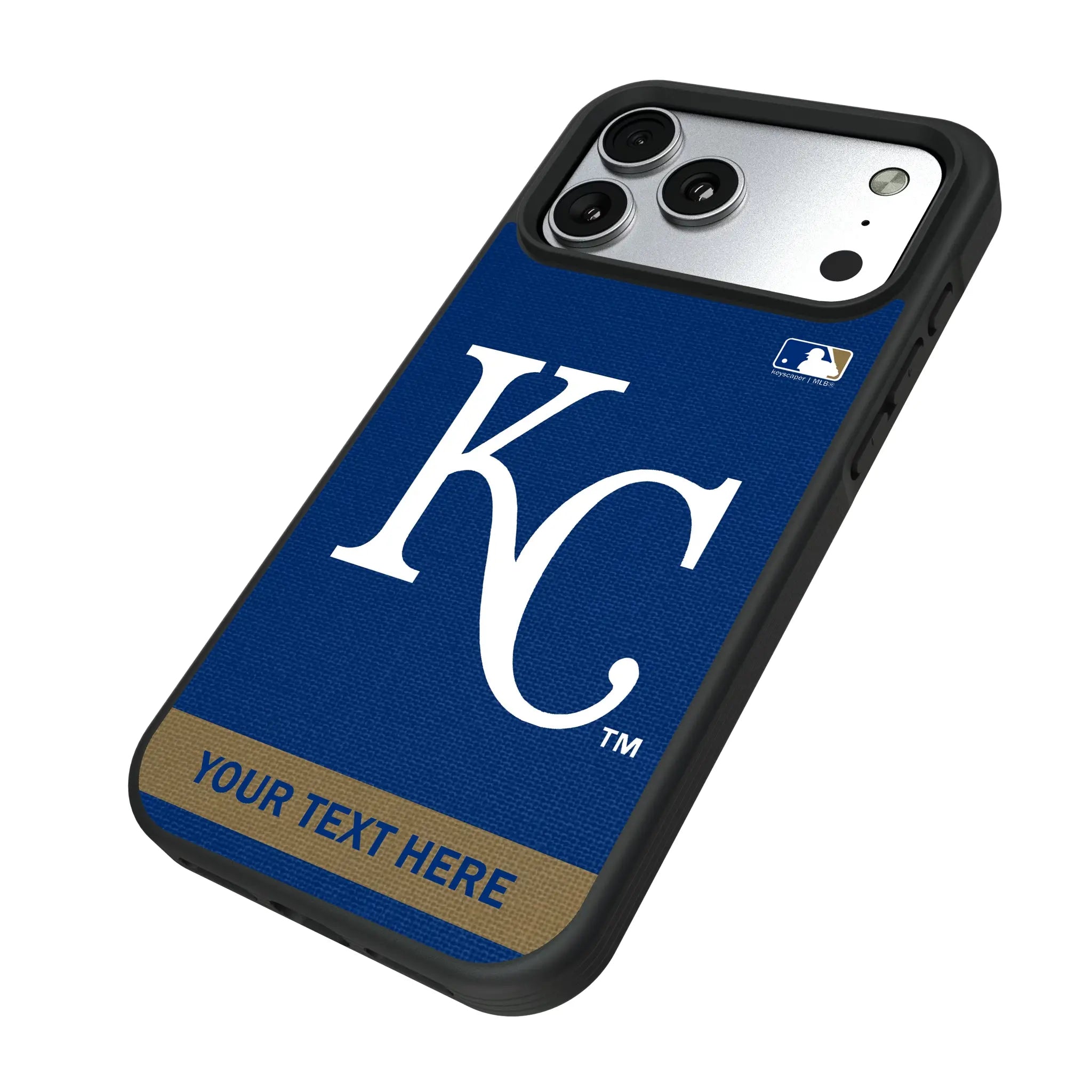 Kansas City Royals Personalized Stripe iPhone Bump Phone Case for Apple iPhone - Isometric View#Device_iPhone 17 Pro Max