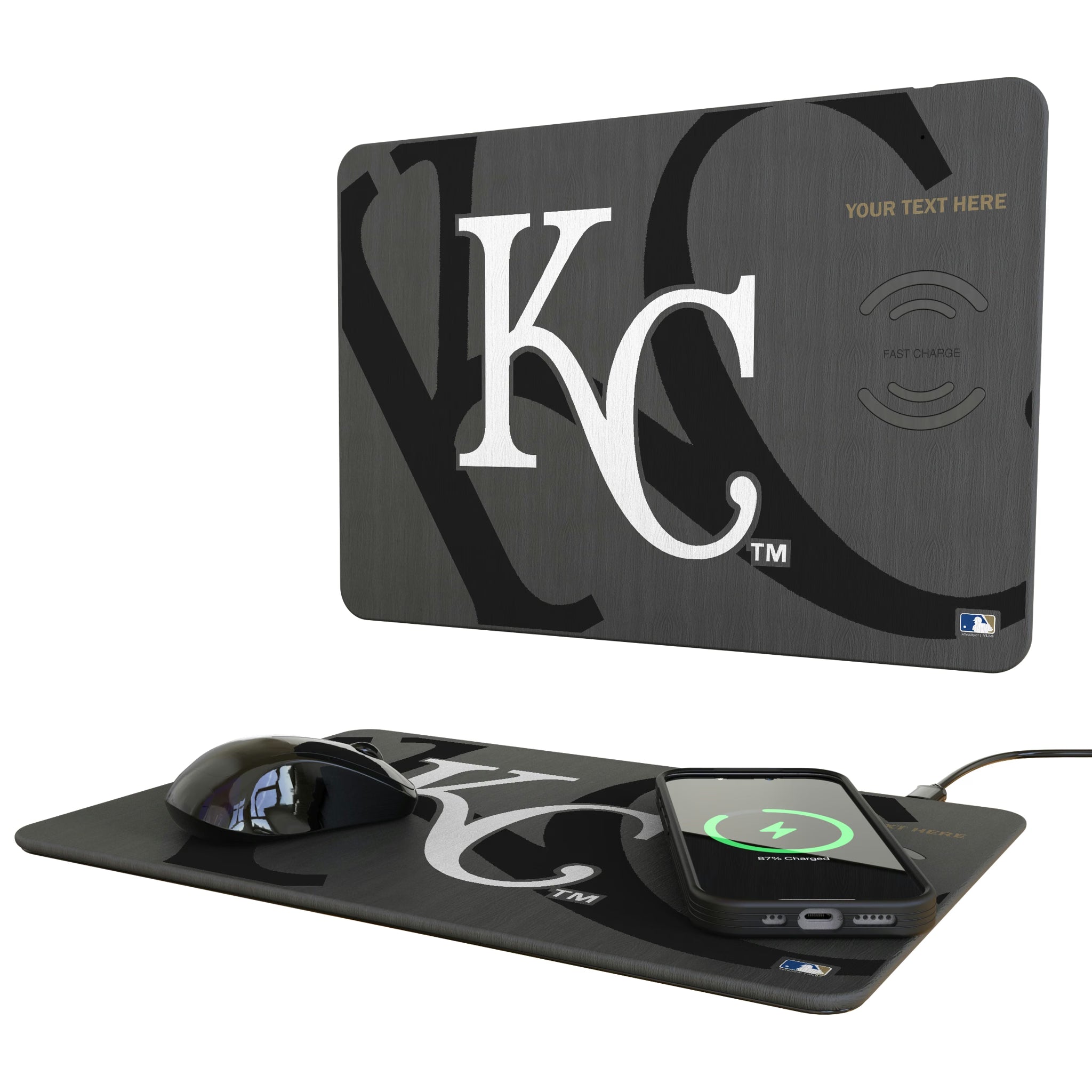 Kansas City Royals Personalized Tilt 15-Watt Wireless Charger and Mouse Pad