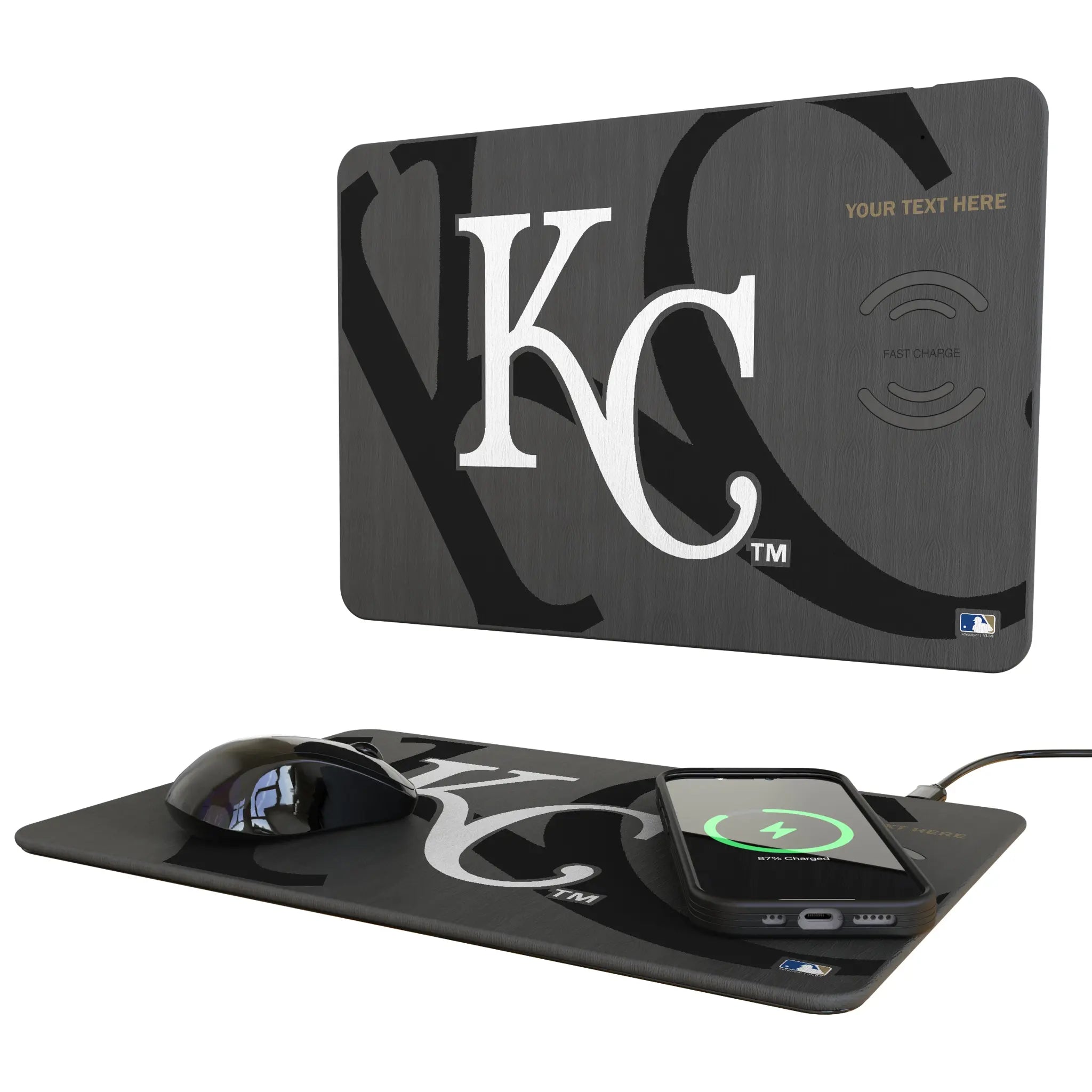 Kansas City Royals Personalized Tilt 15-Watt Wireless Charger and Mouse Pad